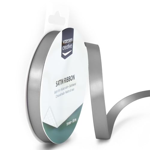 Vaessen Creative Satin Ribon, Fabric, Silver, 9mm