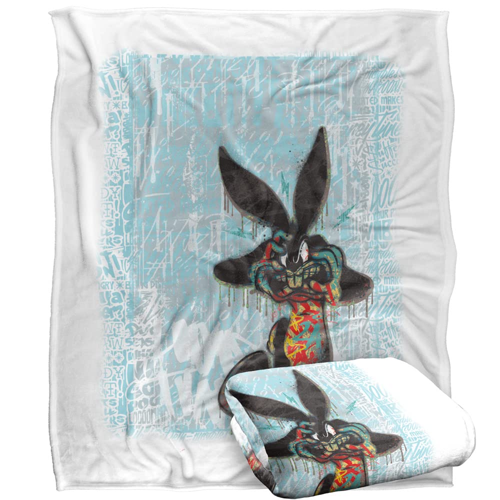 LOONEY TUNES Blanket, 152 x 127 cm, Graffiti Rabbit Silky Touch Super Soft Throw