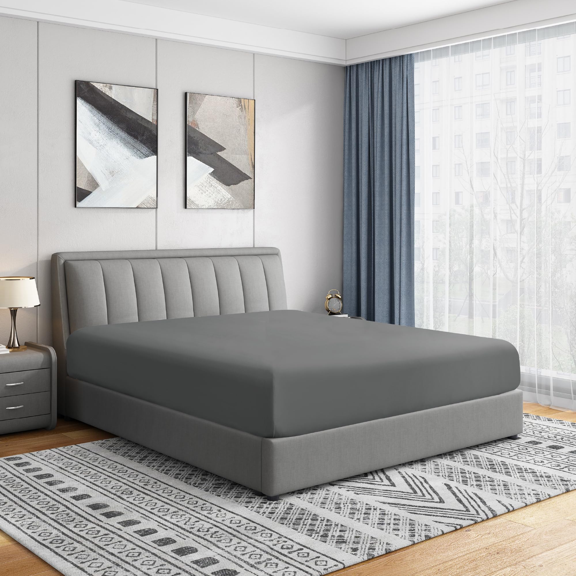 Luxury Full fitted sheet brushed microfiber, Gray