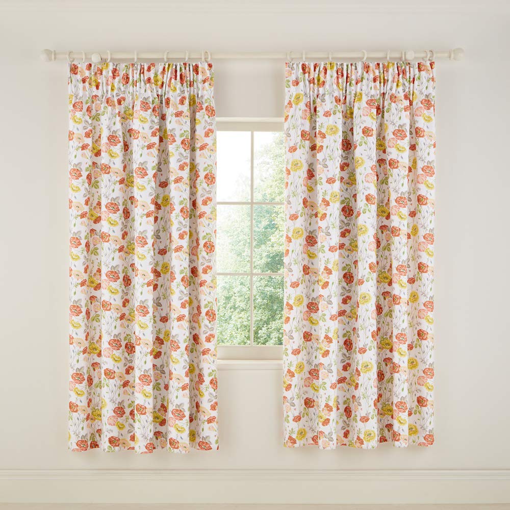 V&A Poppy Garden Lined Curtains, Multi-Color, 183 x 168 cm