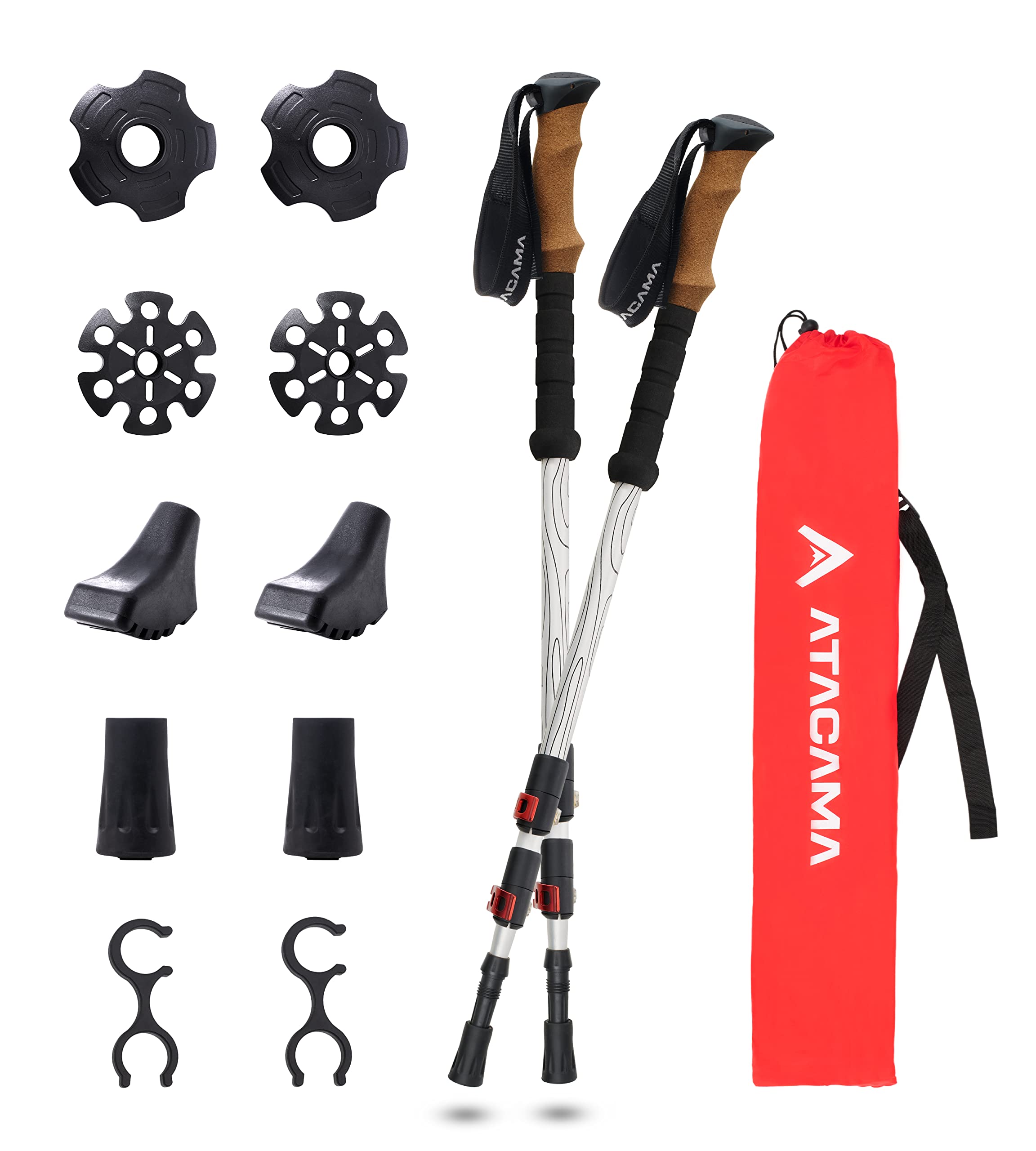 ATACAMA Walking Poles Women - Lightweight Aluminium Carbon Hiking Sticks Men Cork Handle - Adjustable Telescopic Hiking Poles - Folding Trekking Poles - Nordic Walking Poles Men - Hiking Accessories