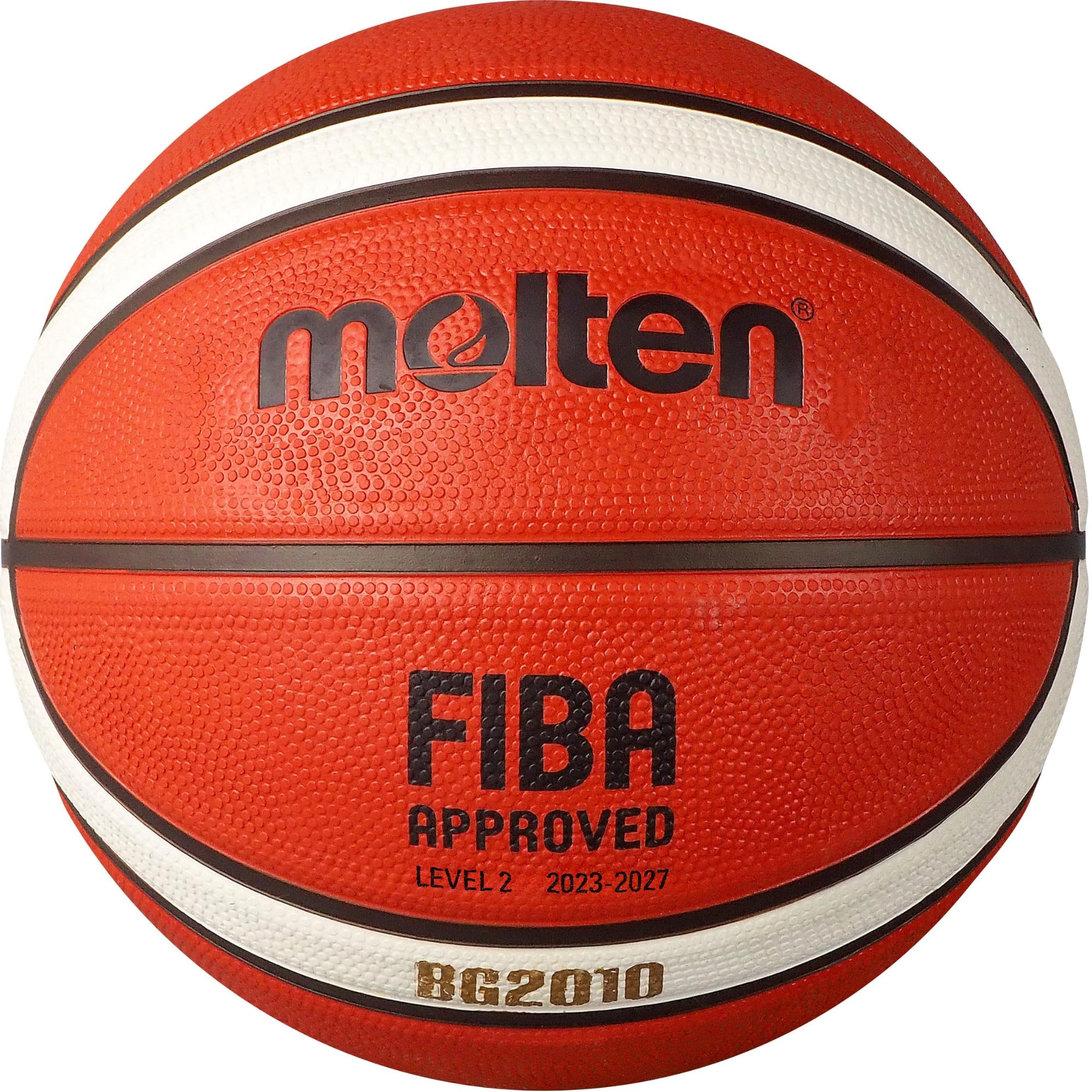 Molten BG2010 Basketball, Indoor/Outdoor, FIBA Approved, Premium Rubber, Deep Channel, Size 7, Orange/Ivory, Suitable For Boys age 14 & Adult