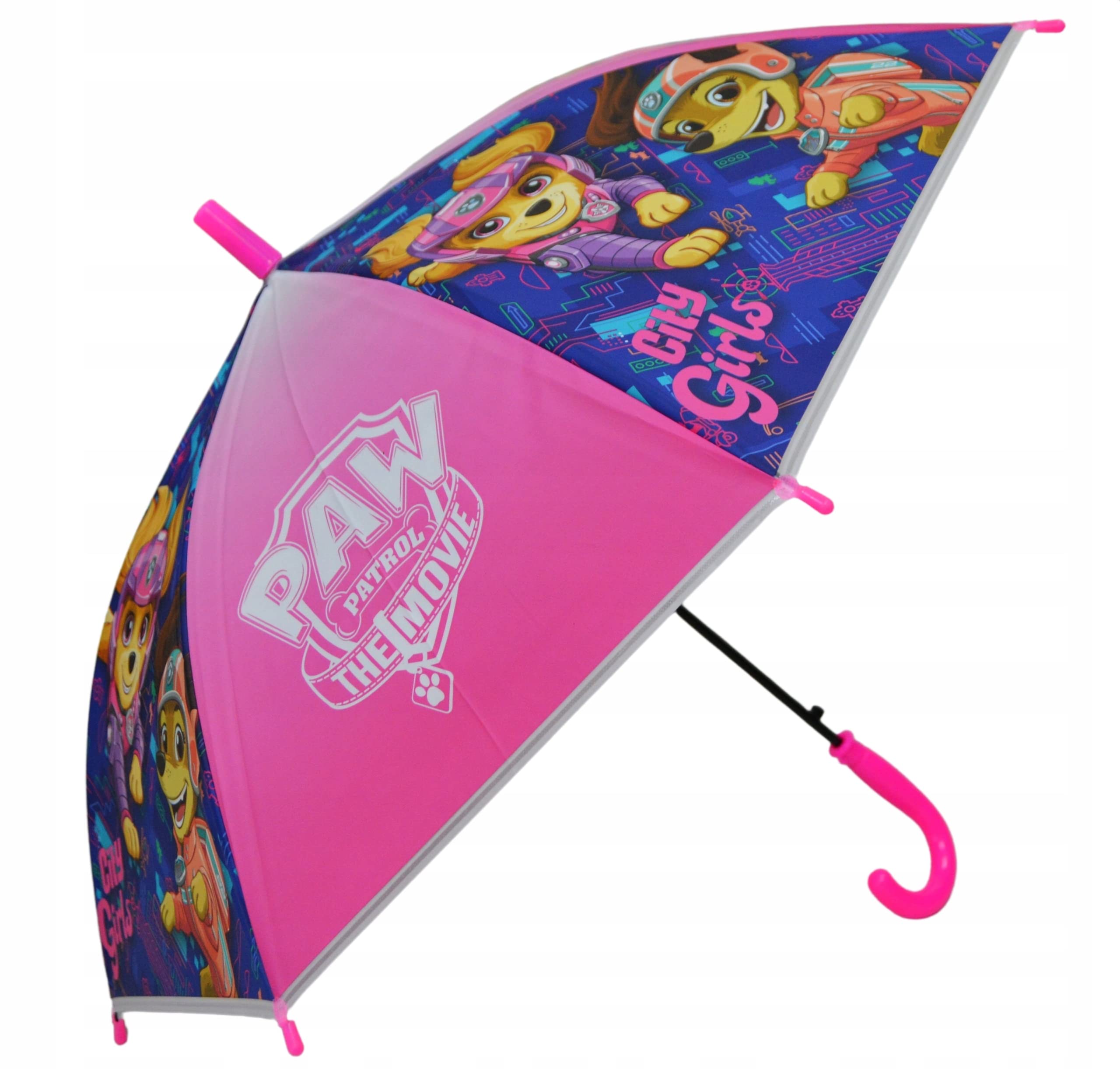 Paw Patrol Disney Mickey Minnie Mouse Spiderman Paw Patrol Automatic Kids Umbrella - The Movie - Pink/Purple, Folding Umbrella
