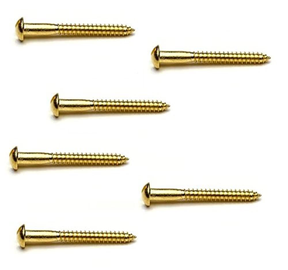 Merriway BH03781 (10 Pcs) Slotted Roundhead Screw, Solid Brass 6 x 3/4 Inch - Pack of 10 Pieces