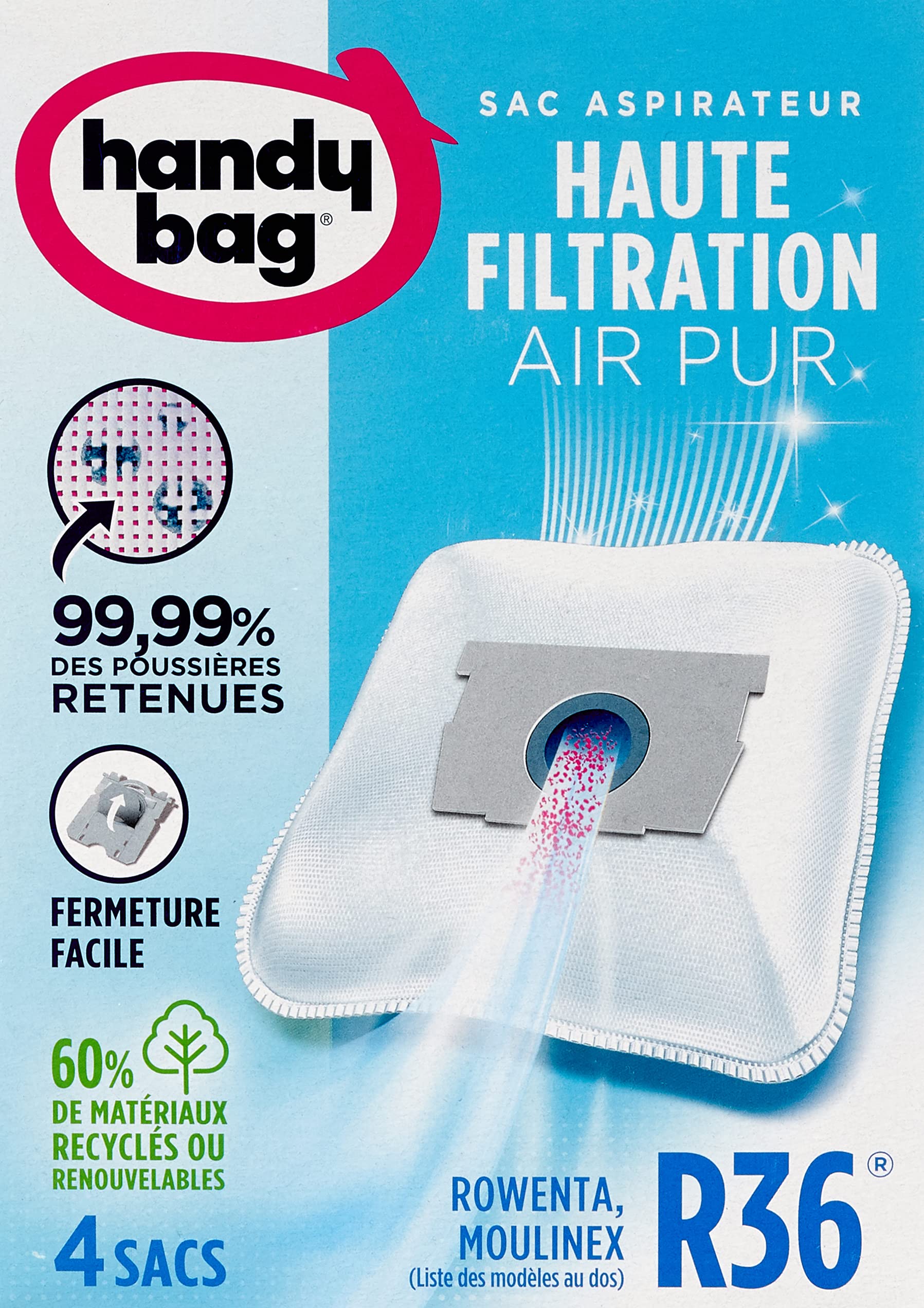 Handy Bag R 36 Vacuum Cleaner Bags for Rowenta Artec 2 Silence Force Vacuum Cleaners