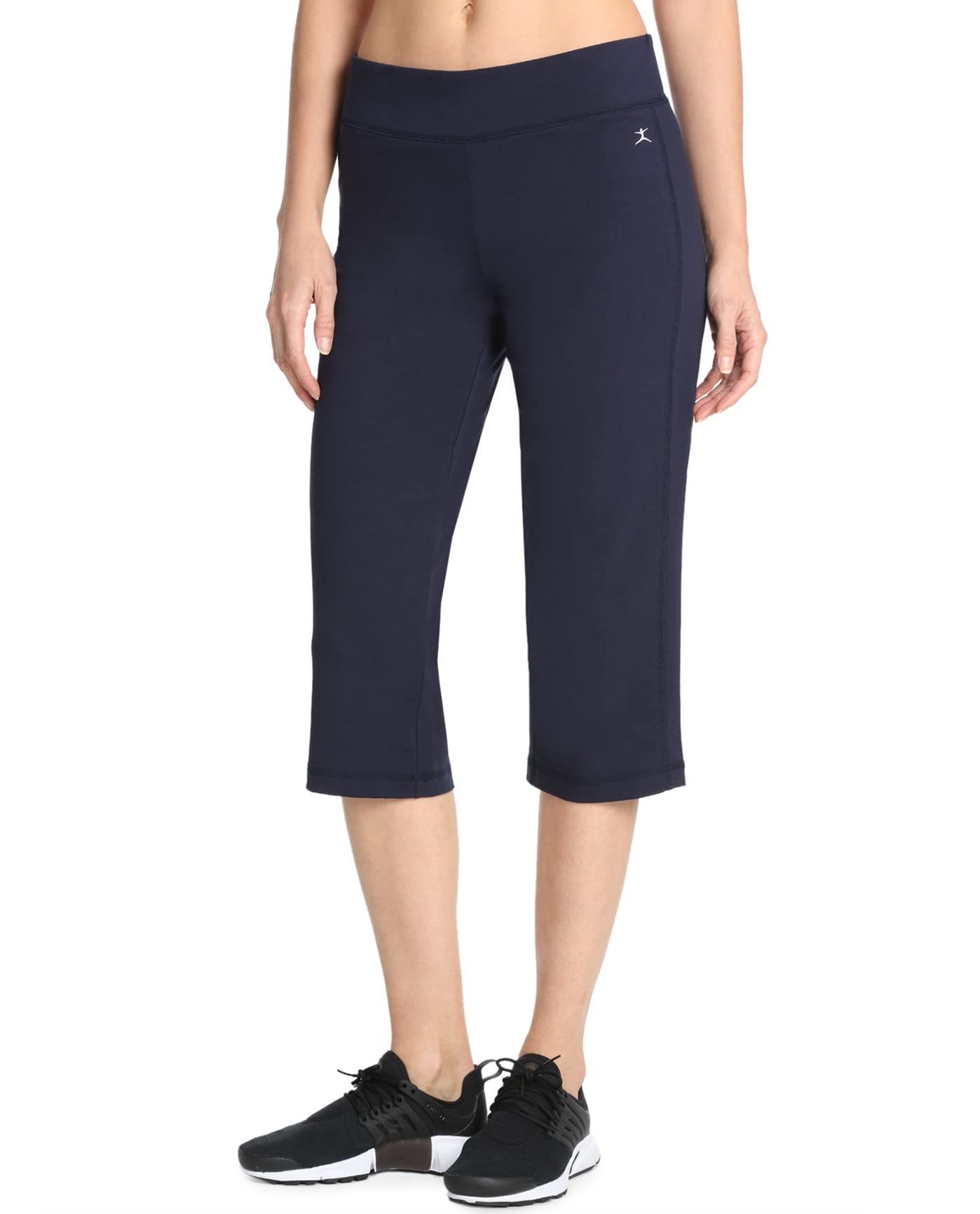 Danskin Women's Sleek Fit Yoga Crop Pant, Midnight Navy, XS