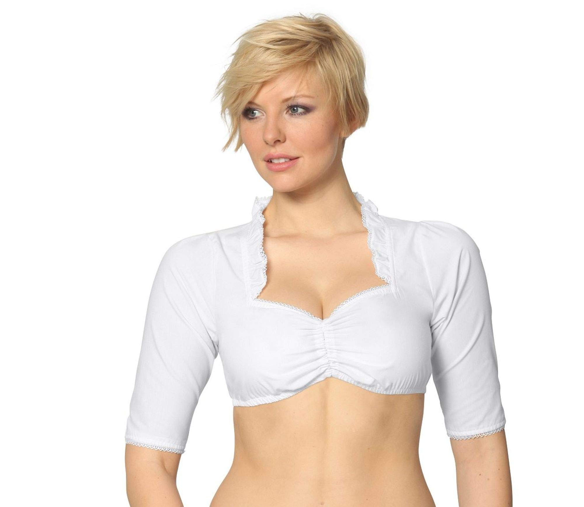 Stockerpoint Women's Bluse B-1015 Regular fit Short Sleeve Blouse, White (Weiß), 34 EU