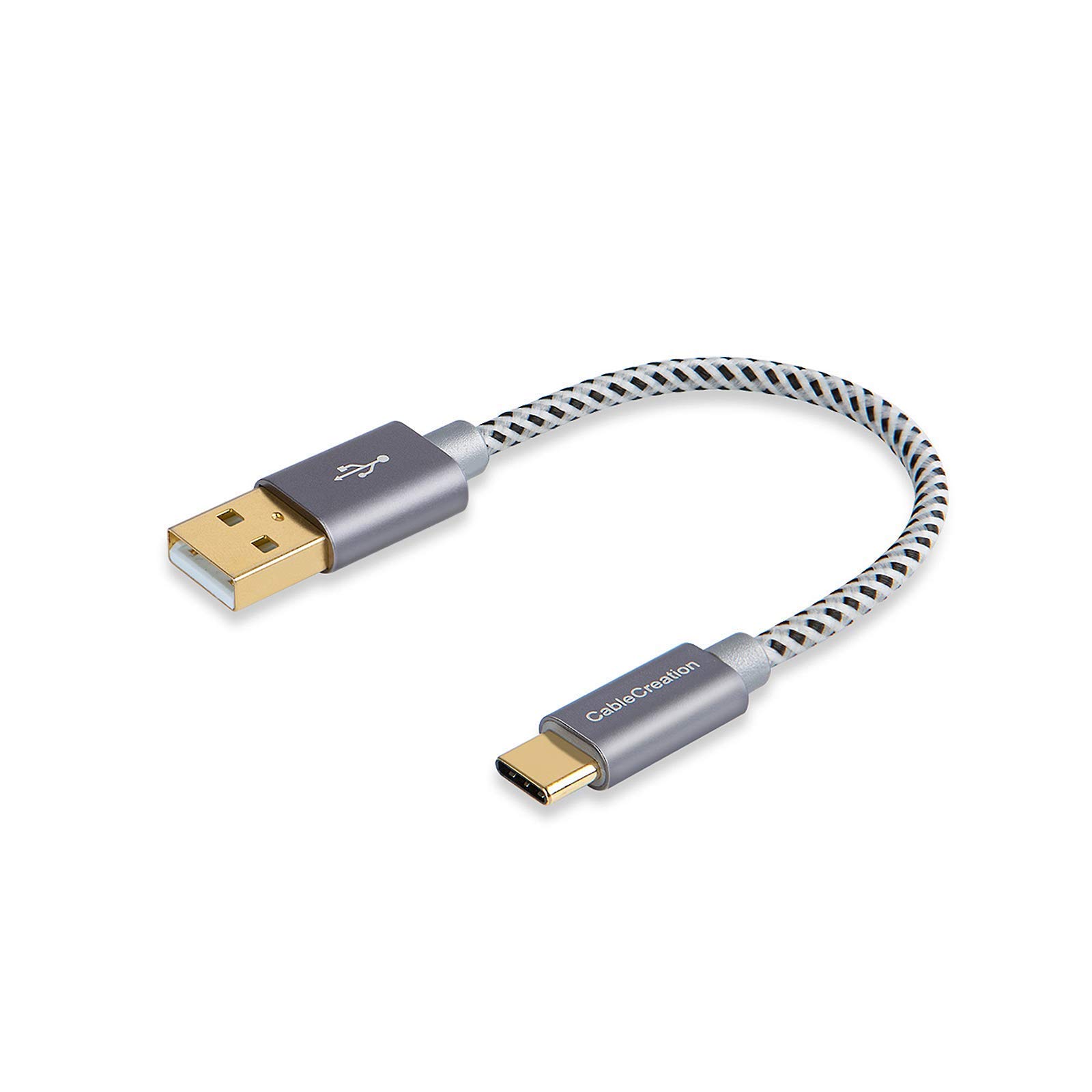 CableCreation Short USB A to C Cable, 0.15m - 480Mbps Data, 3A Fast Charging for Power Bank, Android, iPad, Pixel, Samsung S21/S20/Z Flip - Gray