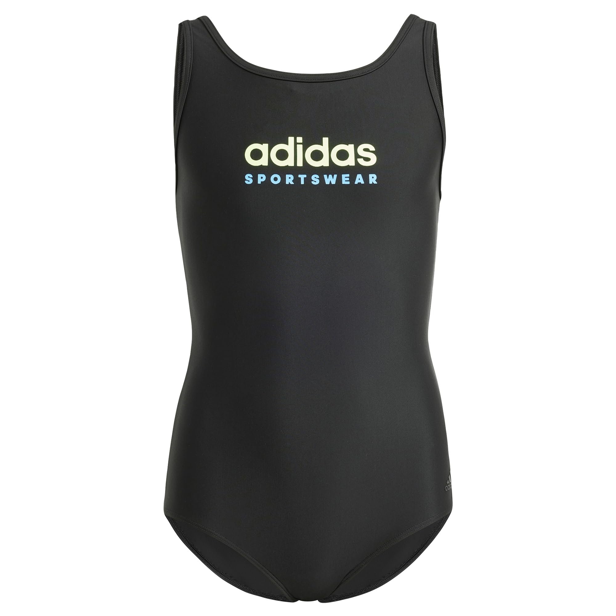 adidas Girl's Sportswear U-Back Swimsuit Kids, Black/Green Spark, 5-6 Years