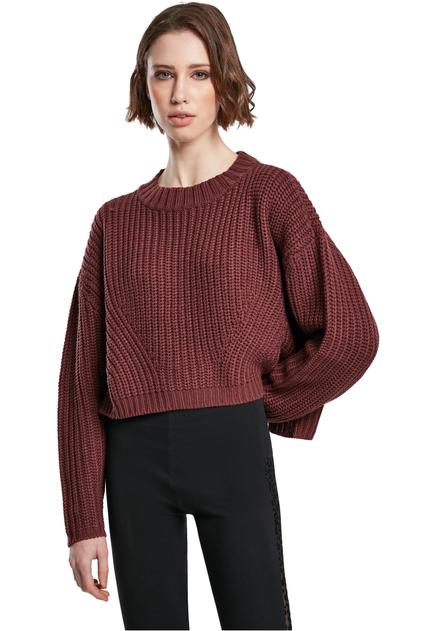 Urban Classics Women's Wide Oversize Sweater, cherry, L