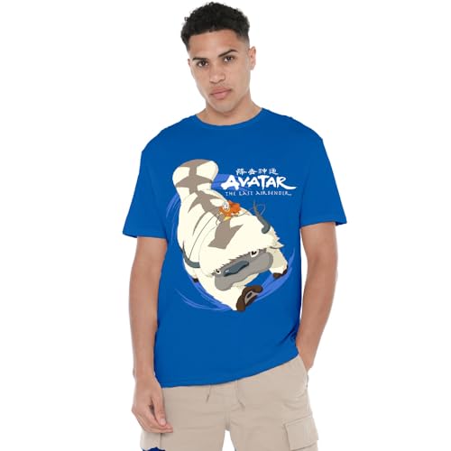 Avatar The Last Airbender Appa in Flight Unisex T Shirt, Royal Blue, XXXX-Large
