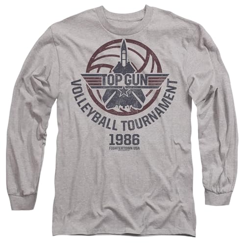 Top Gun Paramount Volleyball Grey Mens Long Sleeve T Shirt, Athletic Heather, Small