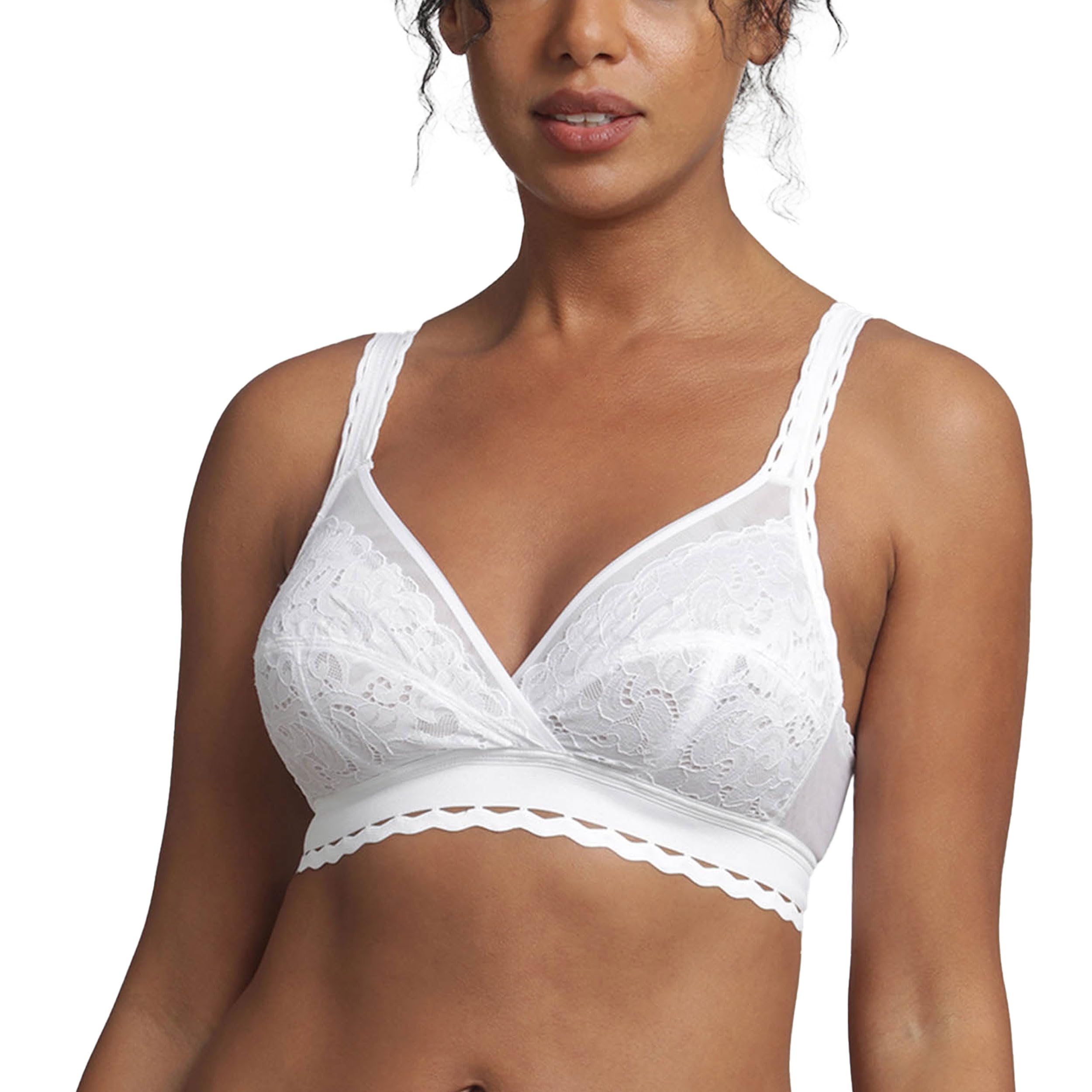 Playtex Bra Woman Classic Lace Support Recycled Soft Cup Bra x1, White, 44C