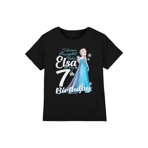 Frozen Bright Like Elsa 7t Birthday Girls T Shirt, Black, 12-13 Years