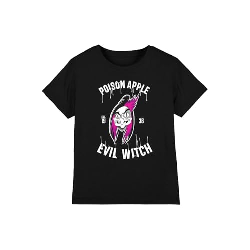 Snow White Poison Apple, Evil Witch Est. 1938 Girls T Shirt, Black, 3-4 Years