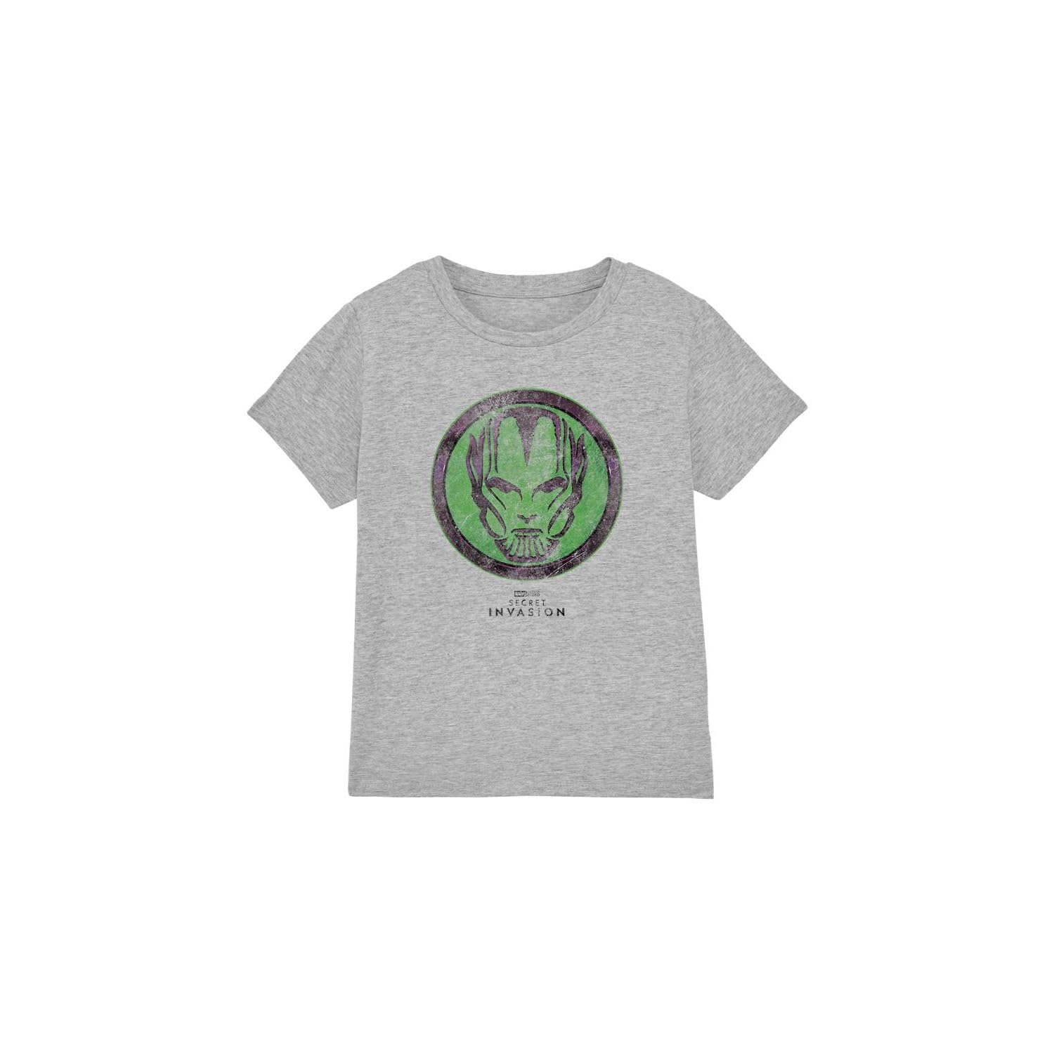 Secret Invasion Boys Badge Unisex Kids T-Shirt, Athletic Heather, 3-4 Years UK