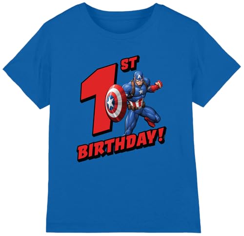 CAPTAIN AMERICA Birthday 1 Unisex Kids T Shirt, Royal, 12-13 Years