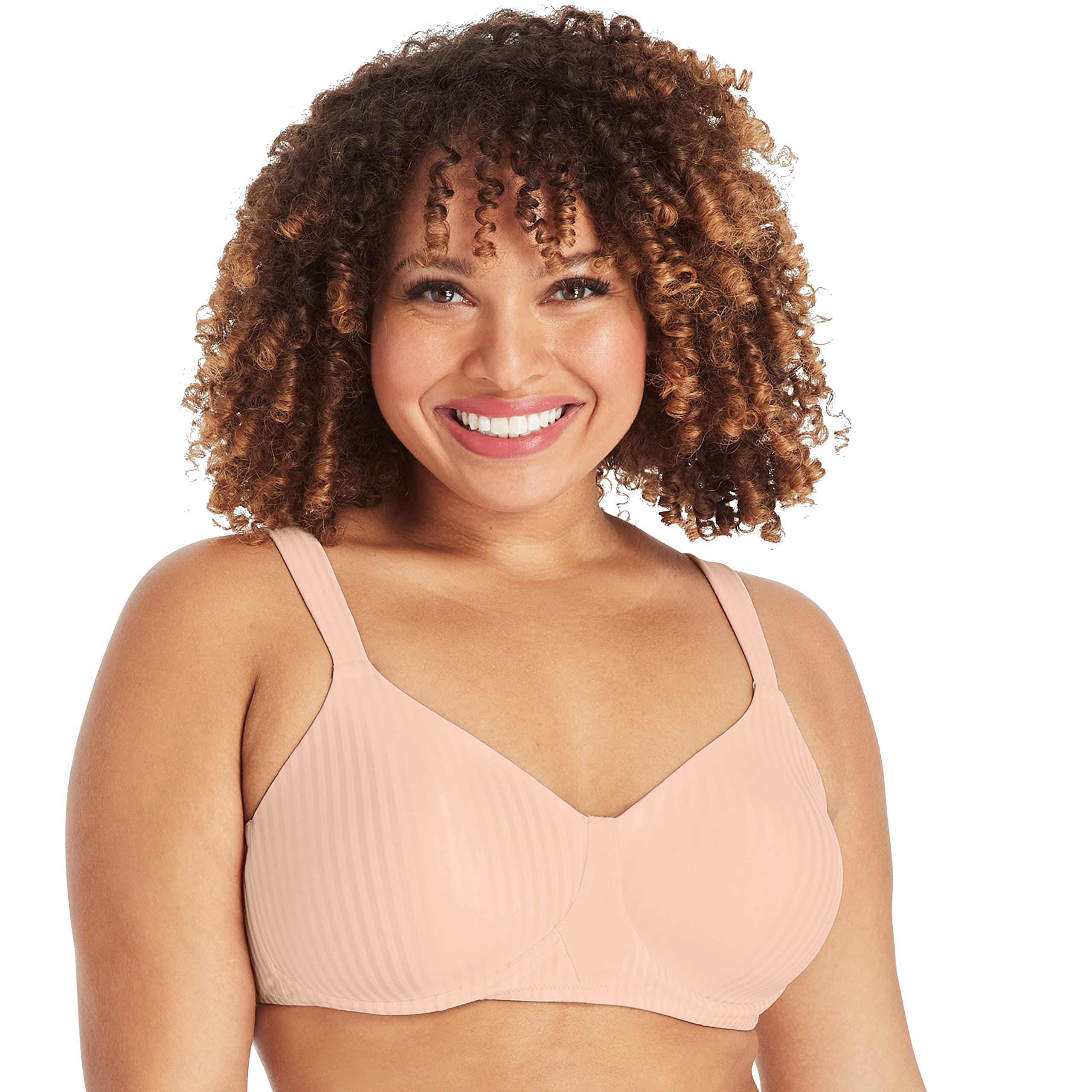 Playtex Women's Secrets Perfectly Smooth Wireless Coverage T-Shirt Bra for Full Figures, Opaque, Pink Pirouette, 36B