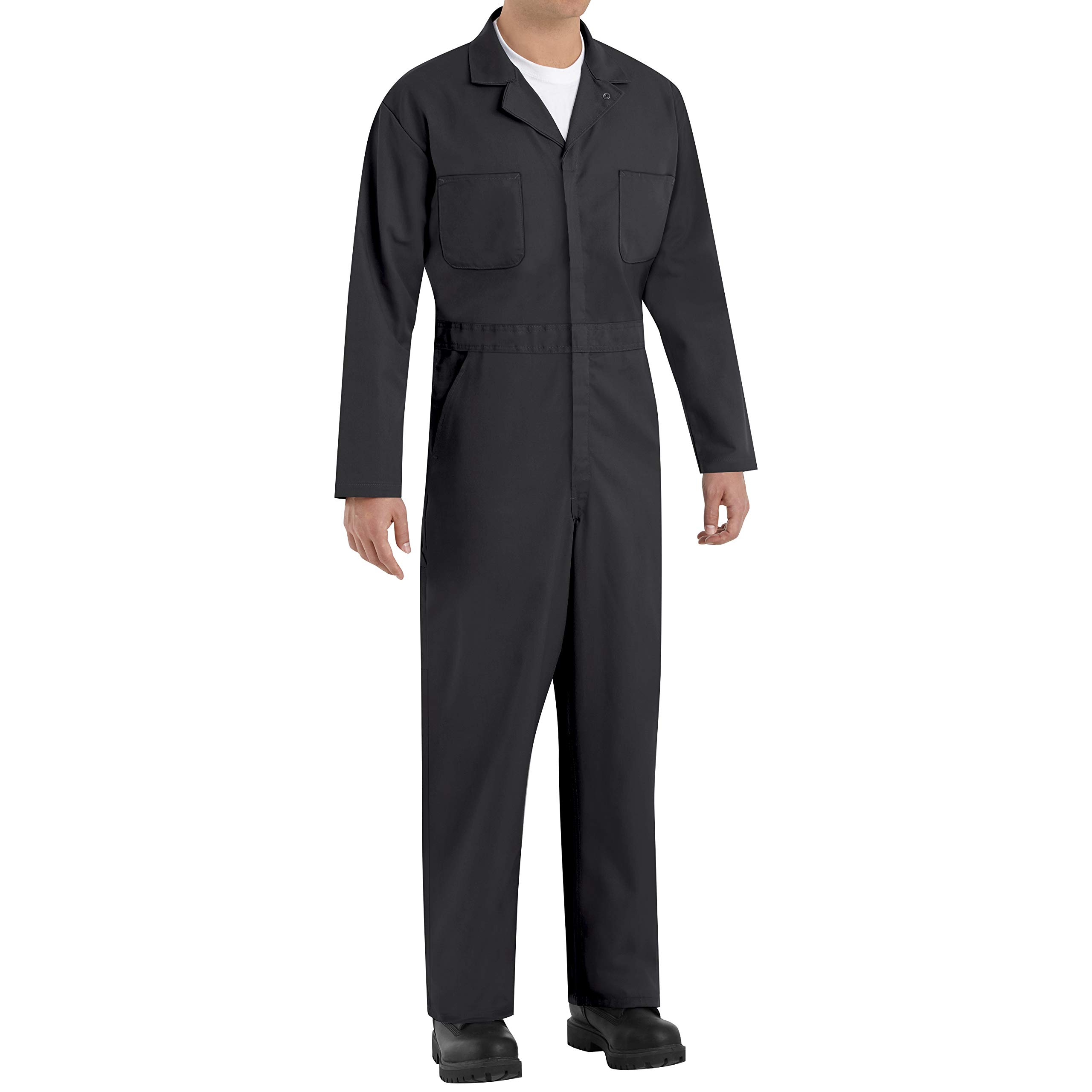 Red Kap Men's Twill Action Back Coverall Work Utility, Black, 50