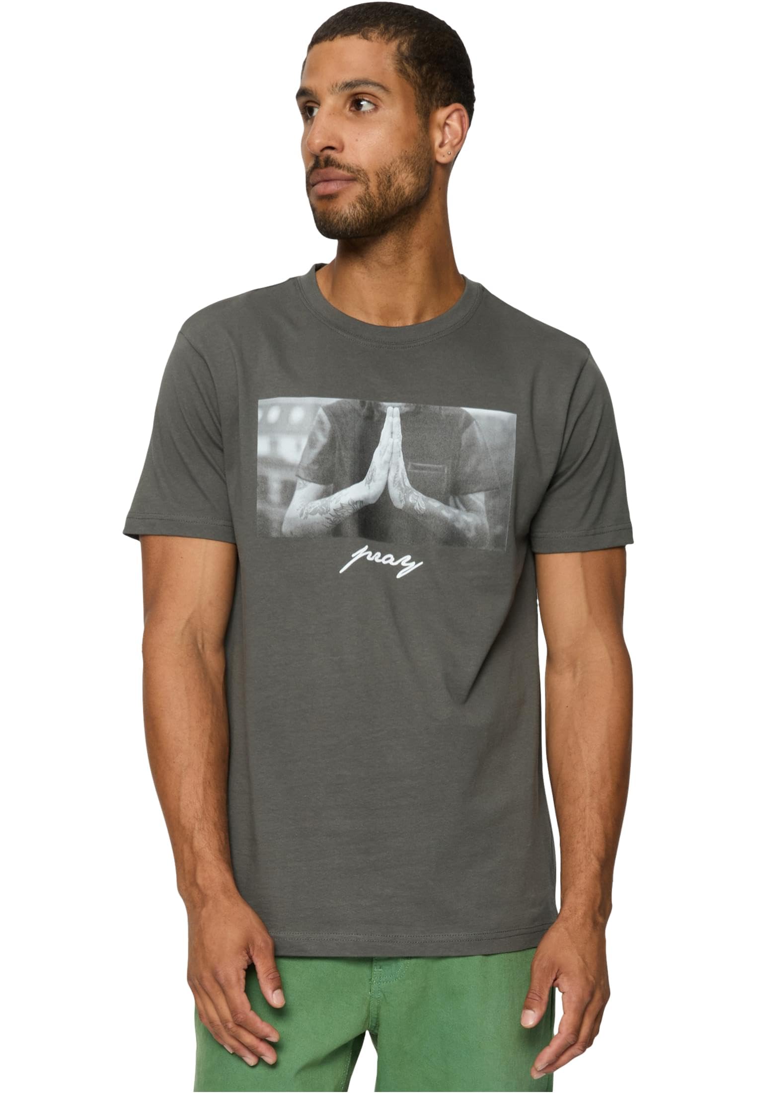 Mister Tee Men's Pray Tee T-Shirt, Darkshadow,