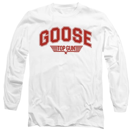 Top Gun Goose Varsity Unisex Adult Longsleeve T Shirt, White, XX-Large