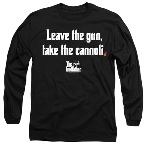 Godfather Gun Cannoli Mens Long Sleeve T Shirt, Black, Medium