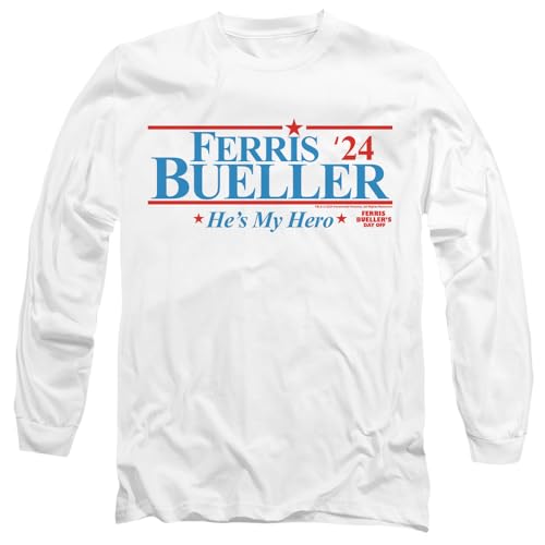 Ferris Bueller 2024 President Unisex Adult Longsleeve T Shirt, White, XX-Large