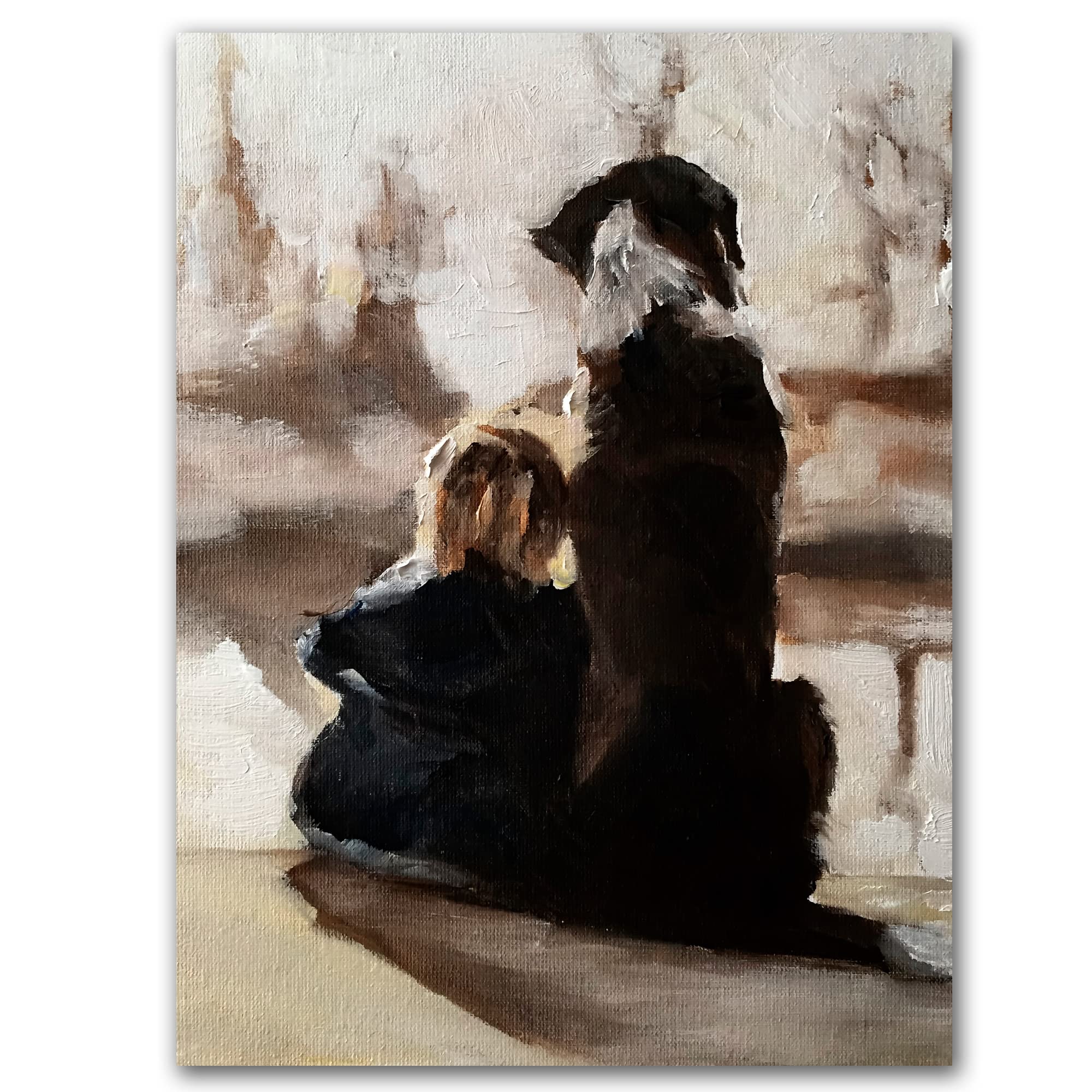James Coates - Boy and Dog Art Print Poster Wall Art 16 x 12 inches (A3)