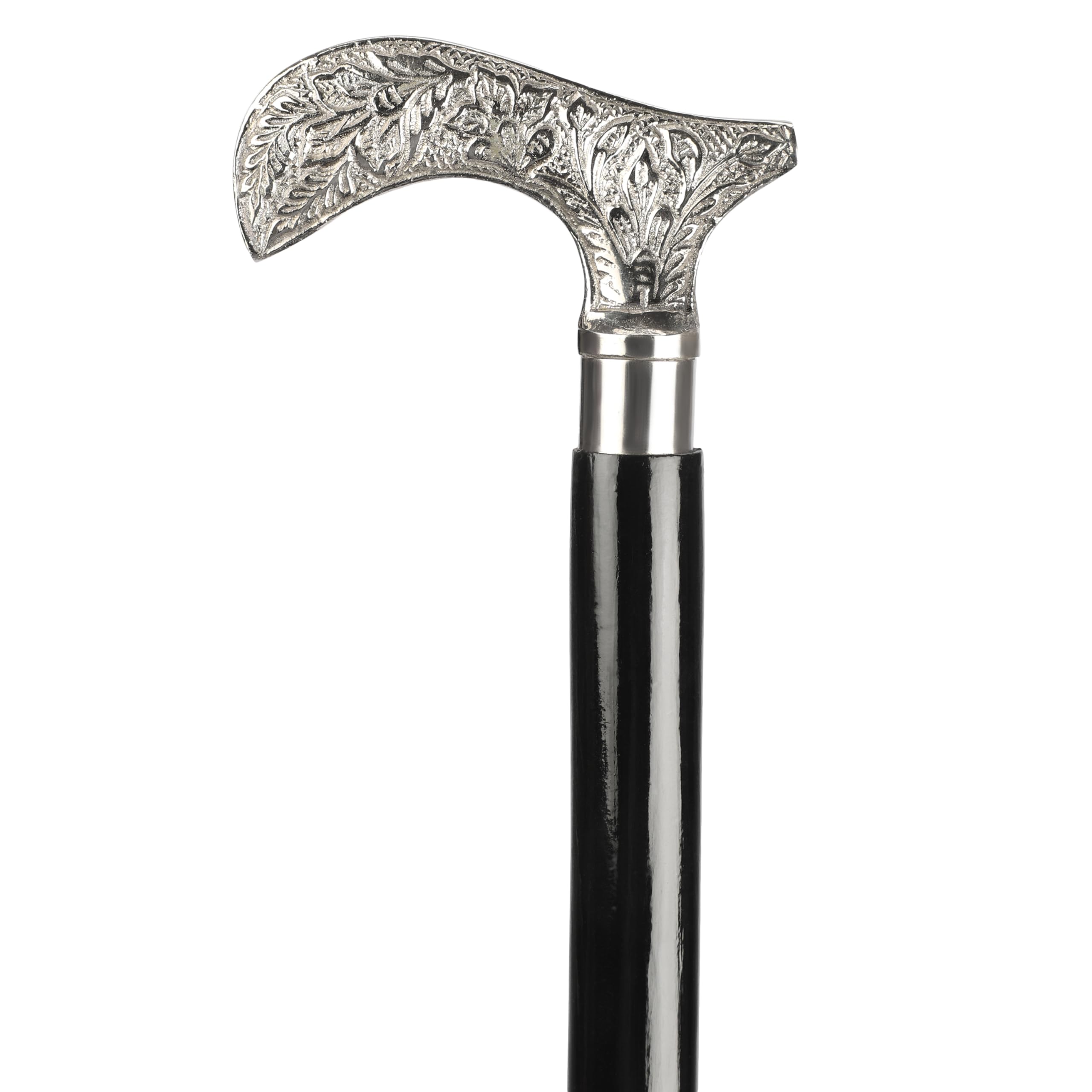 Ajuny Walking Sticks for Men Women Seniors Durable Folding Wooden Canes with Decorative Brass Handle Silver Finish Wood Cane 36 Inch