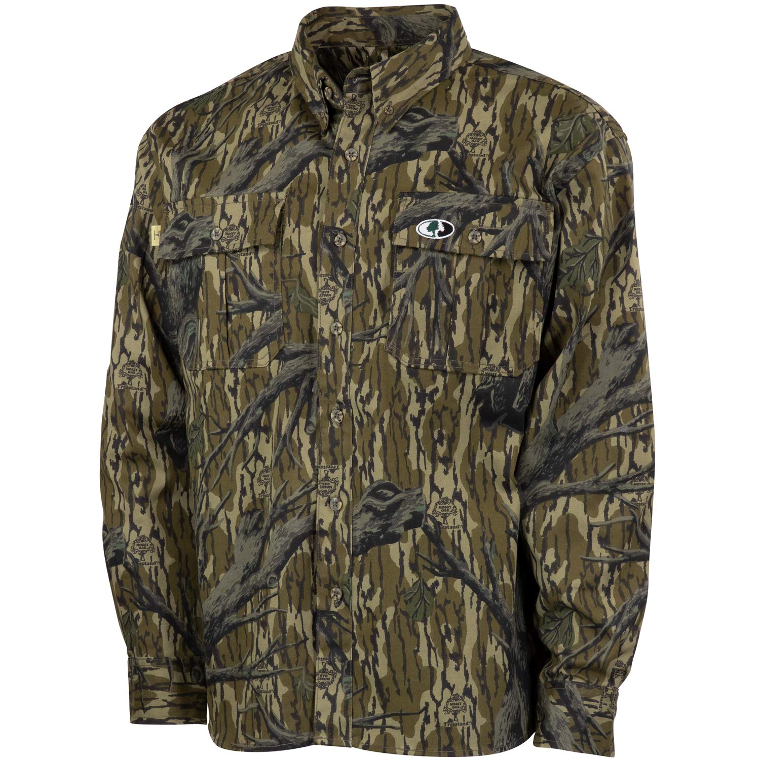 Mossy Oak Cotton Mill 2.0 Long Sleeve Camo Hunting Shirts for Men, Small, Original Treestand