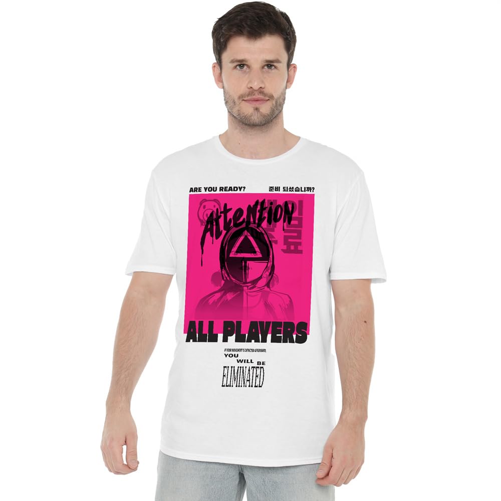 Squid Game Attention Guard Unisex T Shirt, White, XXX-Large