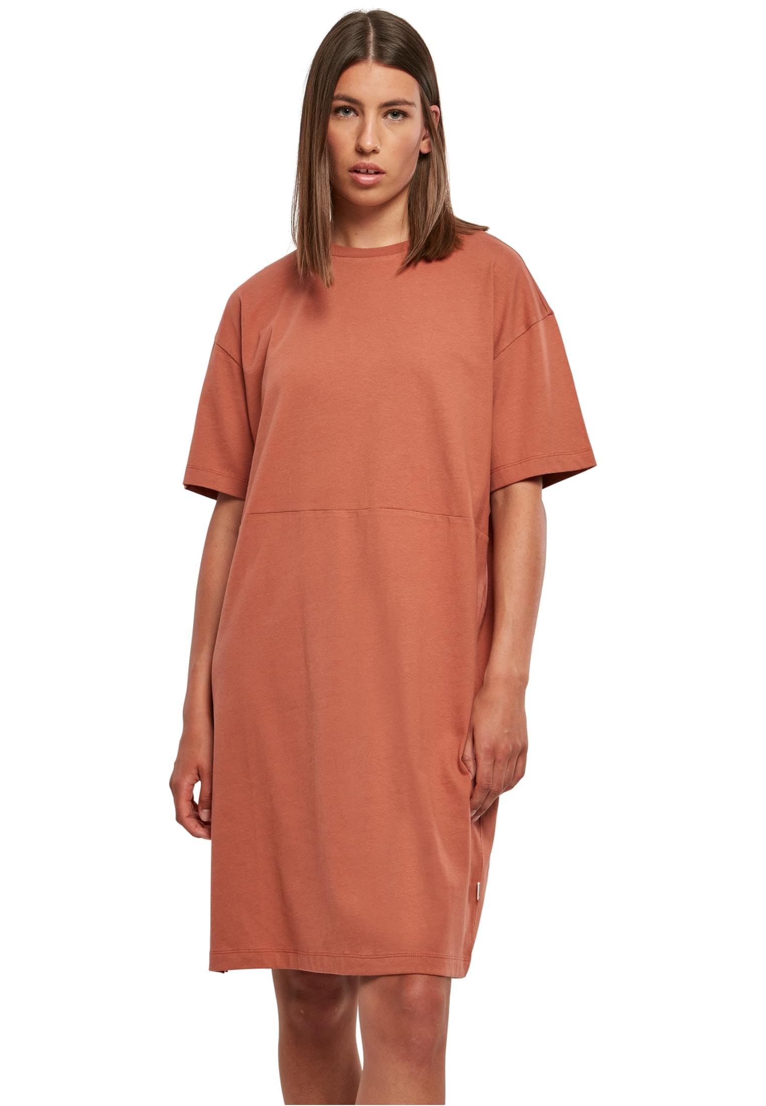 Urban Classics Women's Ladies Organic Oversized Slit Tee Dress Dress, Terracotta,