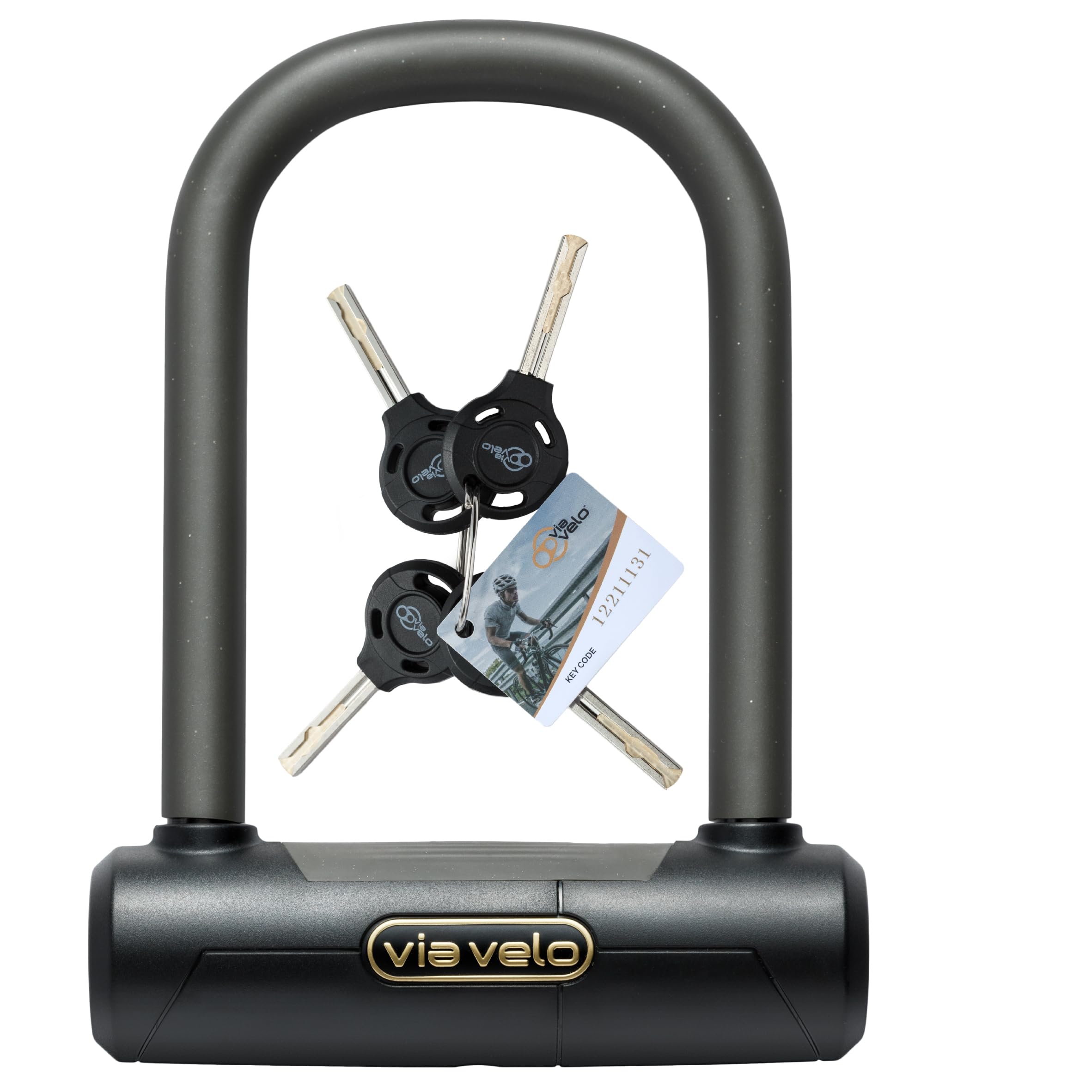 Via Velo Mini Bike U Lock| U Lock 20CrMnTi Steel Anti-Theft Lock with Bracket and Sold Secure Diamond Approval for Road, Mountain, Electric, Folding Bikes and Electric Scooters