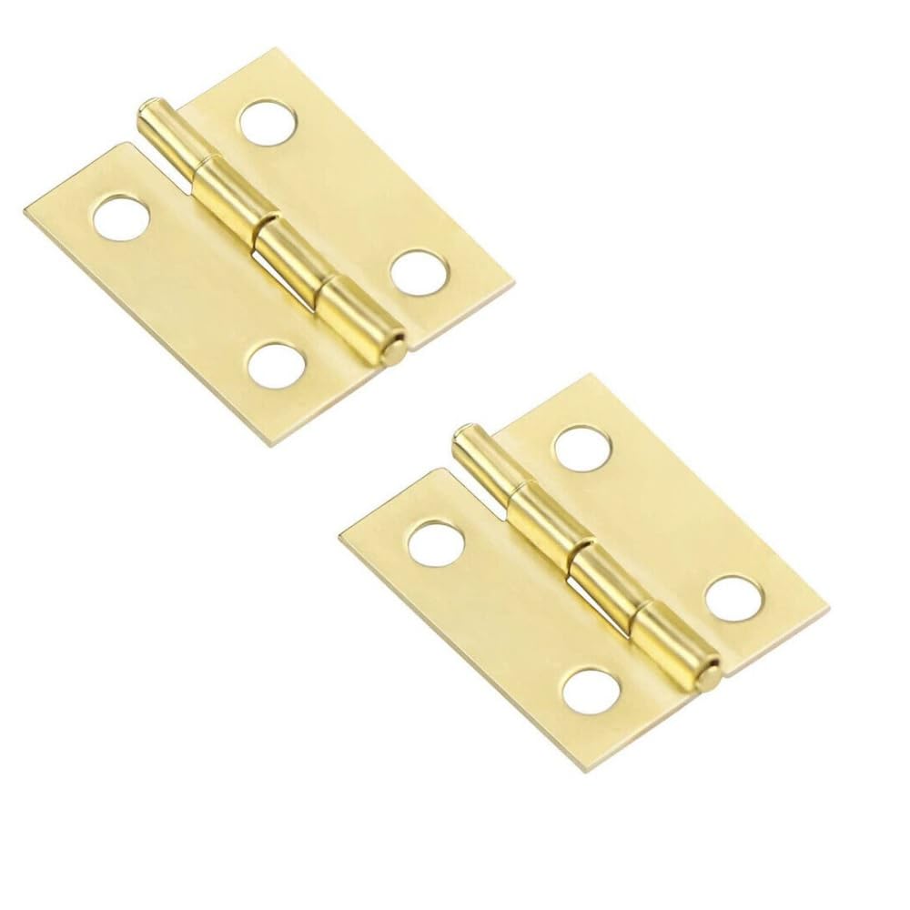 Merriway BH03819 (2 Pcs) EB Steel Butt Hinge, Brass Plated, 25 mm (1 inch) - Pack of 2 Pieces