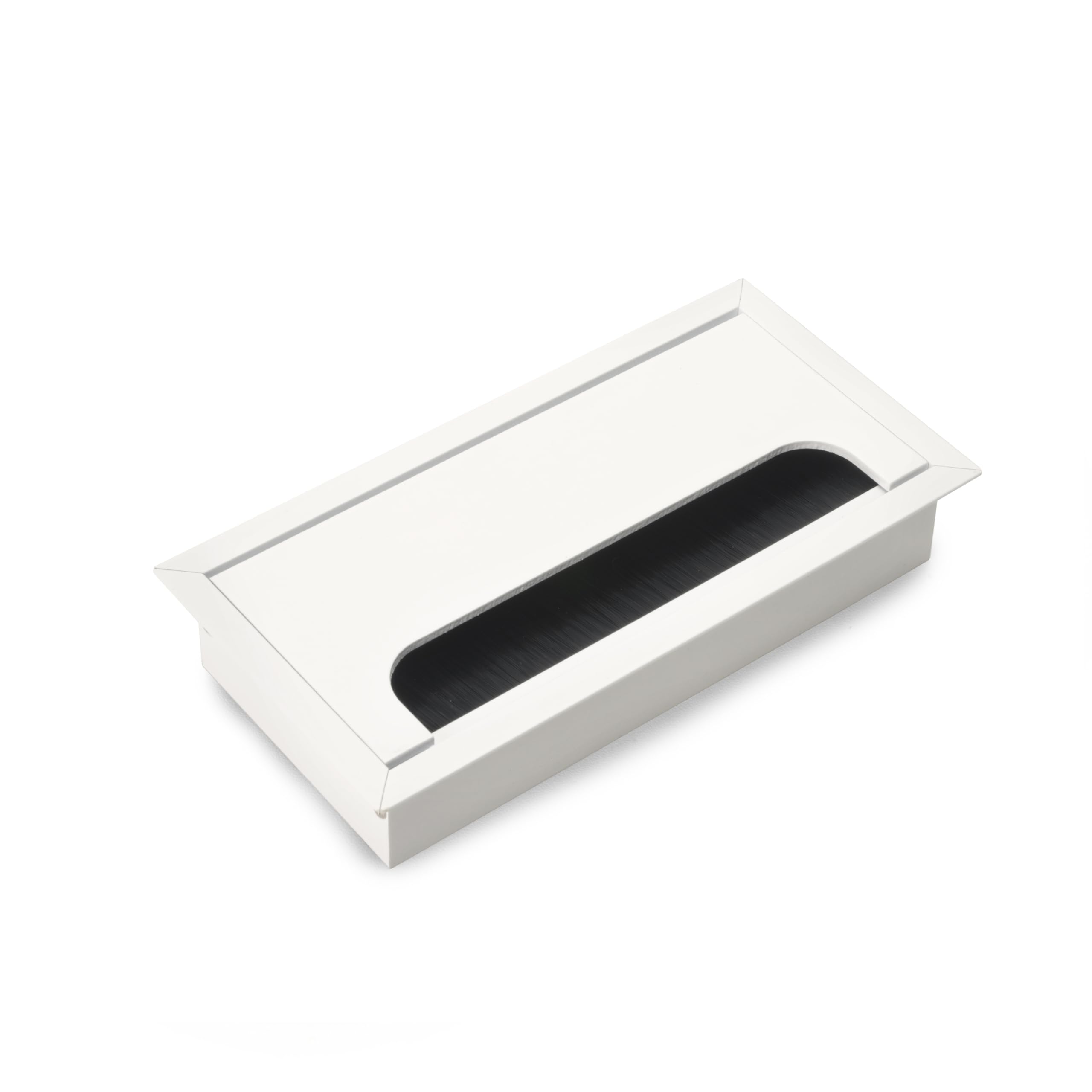 Emuca - Cable organizers for table, rectangular, 160x80mm, recessed, Aluminium, White painted