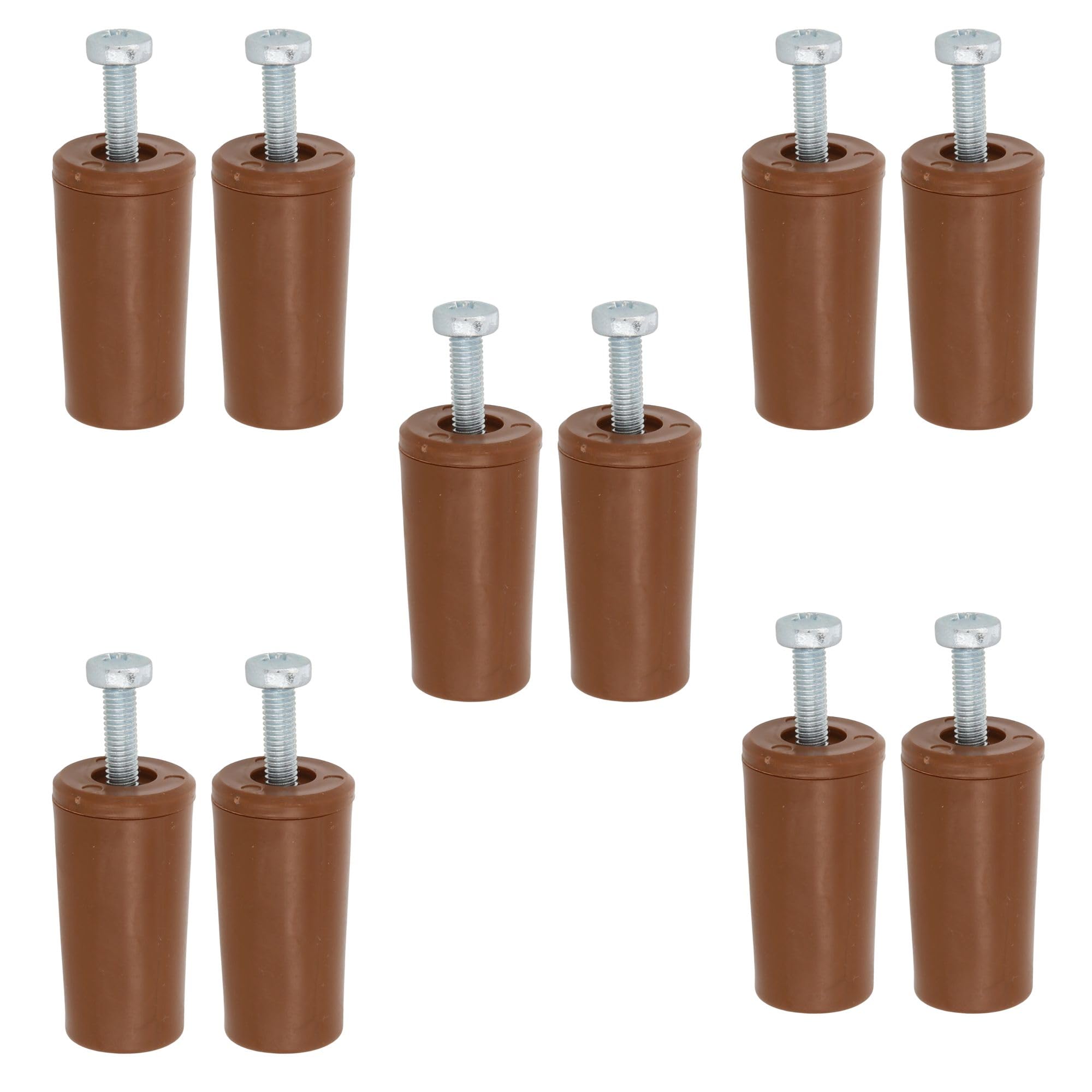 Amig - Pack of 10 Roller Shutter Stoppers | Shock Absorber with M5 Rustproof Screw and Outer Washer | Weather Resistant | Length: 60 mm | Brown