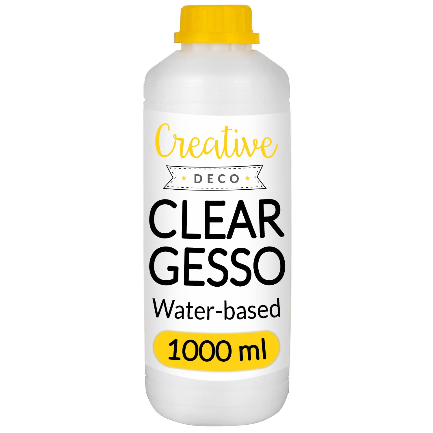 Creative Deco 1L Clear Gesso Acrylic Primer | Transparent Paint Undercoat Medium | Paint Base for Paper, Glass, Wood, Concrete | Professional Painting Surface Preparation | Non-Yellowing