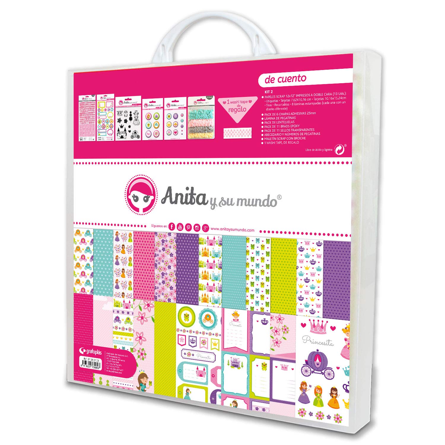 Anita y Su Mundo Scrapbooking kit (Papers, Stickers, Badges, brads Epoxy, Stamps, Alphabet Adhesive), Multicoloured, 30.5 x 30.5 cm