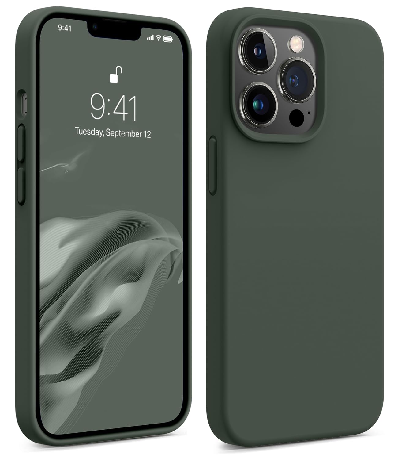 AOTESIER Magnetic for iPhone 13 Pro Phone Case, [Compatible with MagSafe][Military Shockproof Protection] Silicone Case with Soft Microfiber Lining, Camera & Screen Protection 6.1 inch, Alpine Green