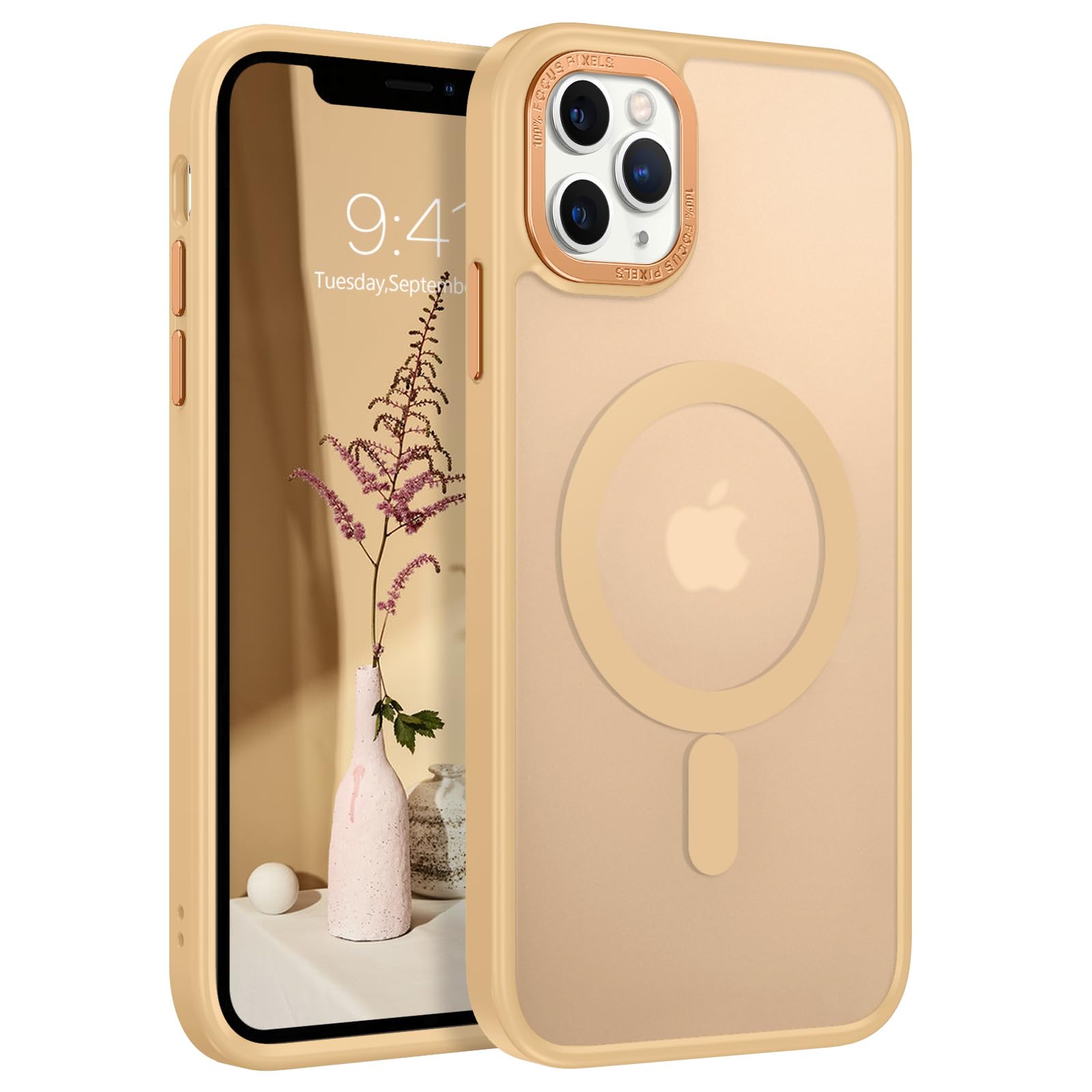 BENTOBEN Magnetic for iPhone 11 Pro Max Case [Compatible with MagSafe] Translucent Matte 11 Pro Max Case Slim Shockproof Women Men Protective Cover Case for iPhone 11 Pro Max 6.5", Light Gold