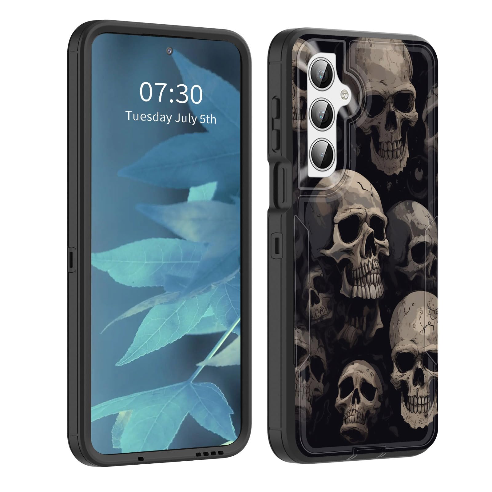 BFUKVOU for Galaxy A15 5G Case, Dust-Proof Port Cover, Full Body Silicone Rubber Covered, Non-Slip Drop-Proof Phone Case for Samsung Galaxy A15 5G 6.5 inch 2023,Cool Skull Skeleton
