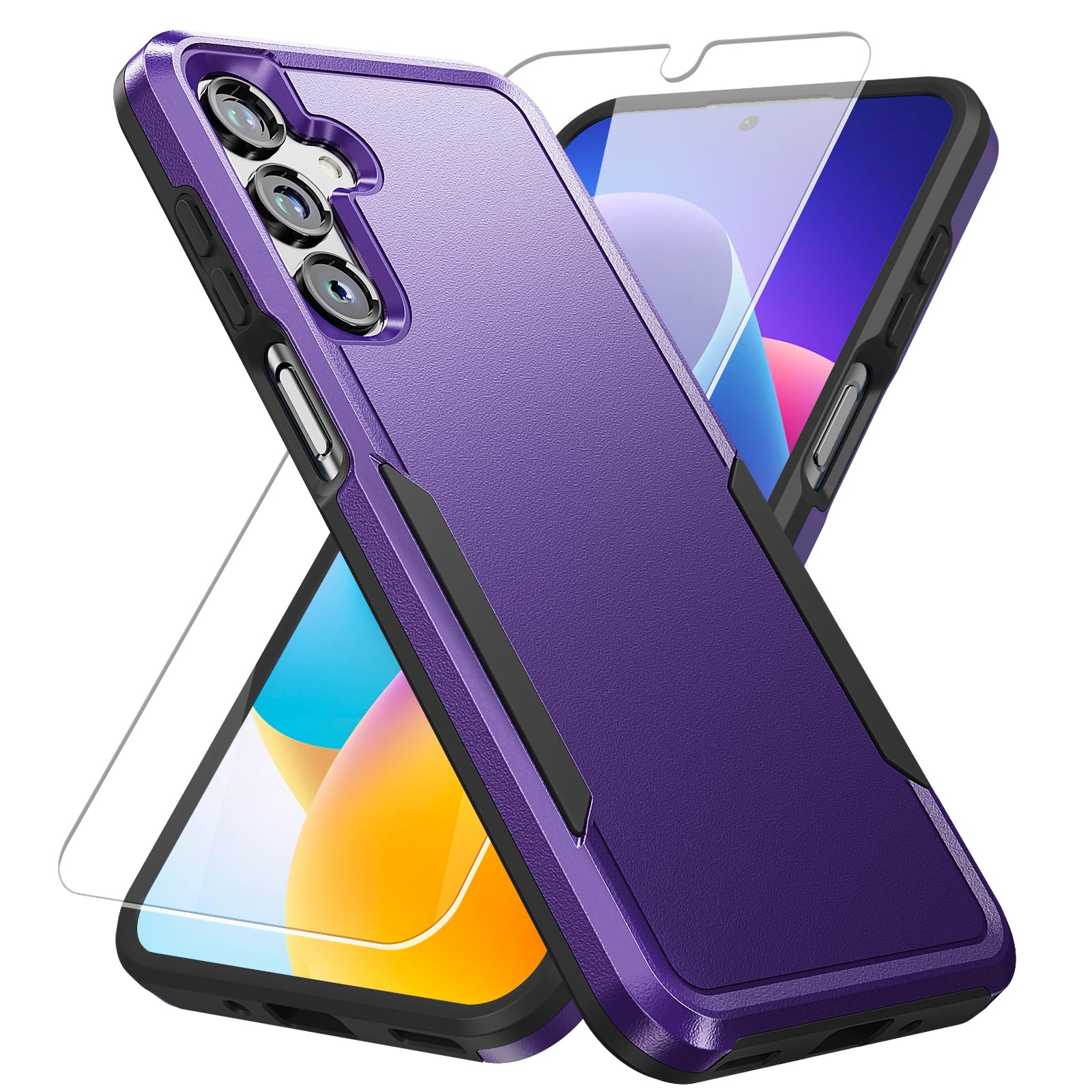 Warsia for Samsung Galaxy A16 5G Case,Galaxy A16 5G Phone Case with HD Screen Protector [Military Grade Drop Tested] Heavy-Duty Tough Rugged Shockproof Protective Case for Samsung A16 5G, Purple