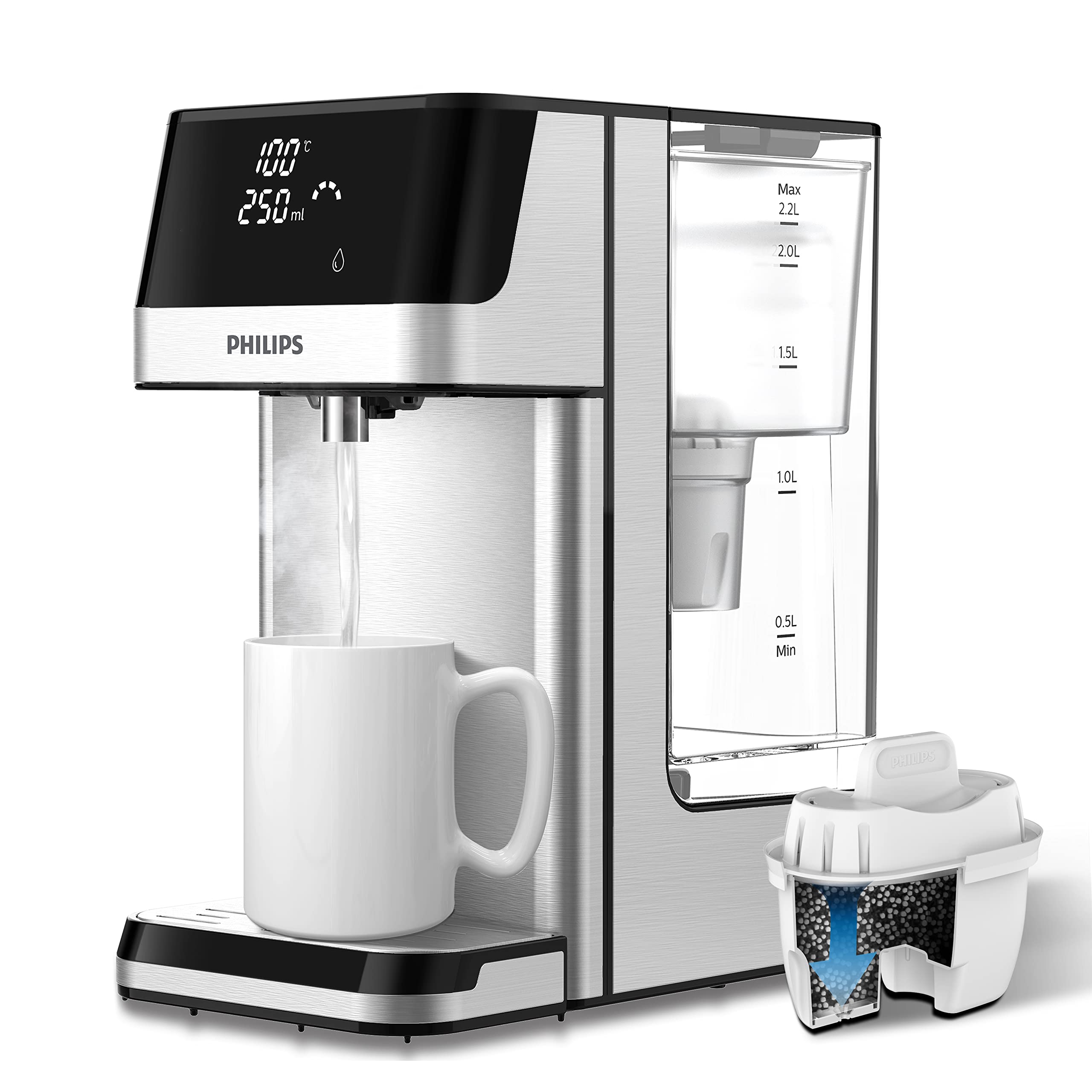 Philips ADD5910M/10 Water Station, Hot Water Dispenser with 6 Temperature Settings - Silver