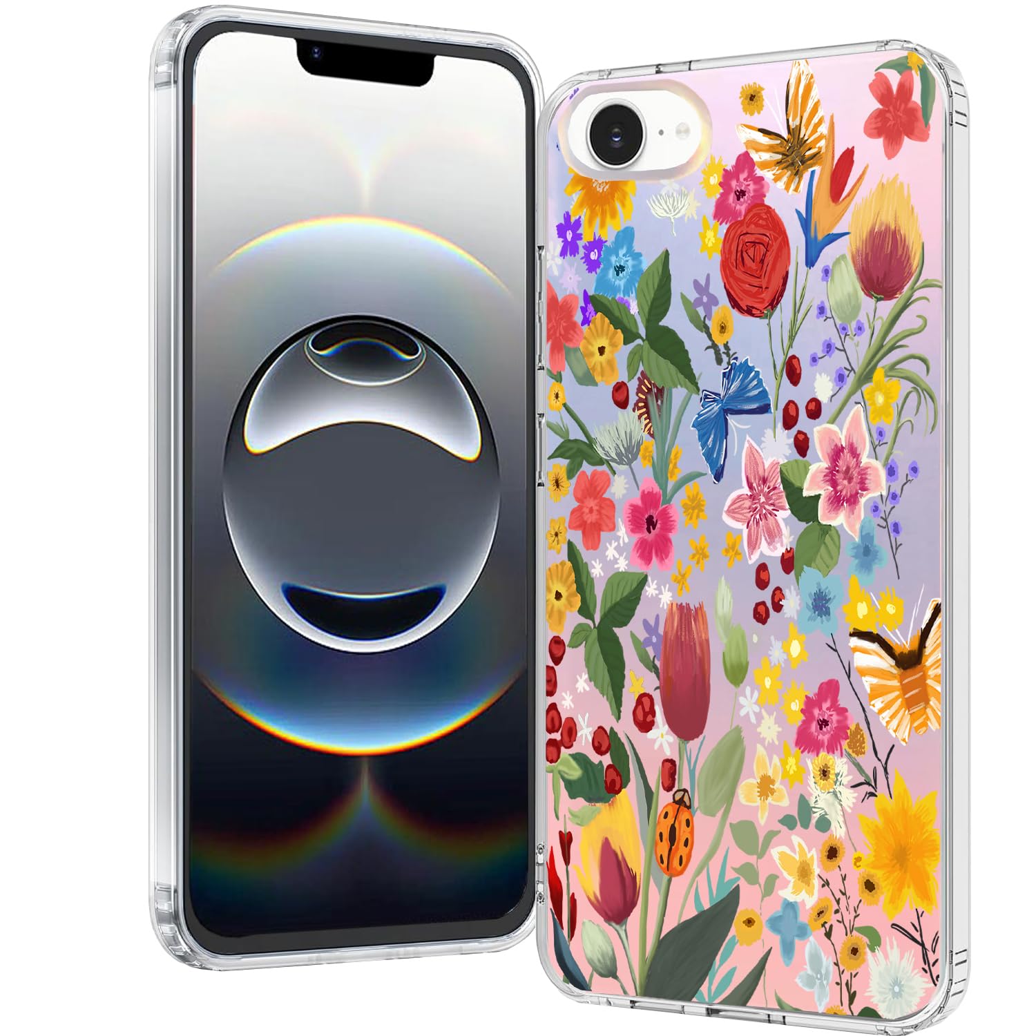 Ftonglogy for iPhone 16e Case 2025, Slim Clear Matte Cute Flowers Floral Design for Girls Women Rugged TPU Bumper Shockproof Silicone Cell Phone Cover (Garden Rose)