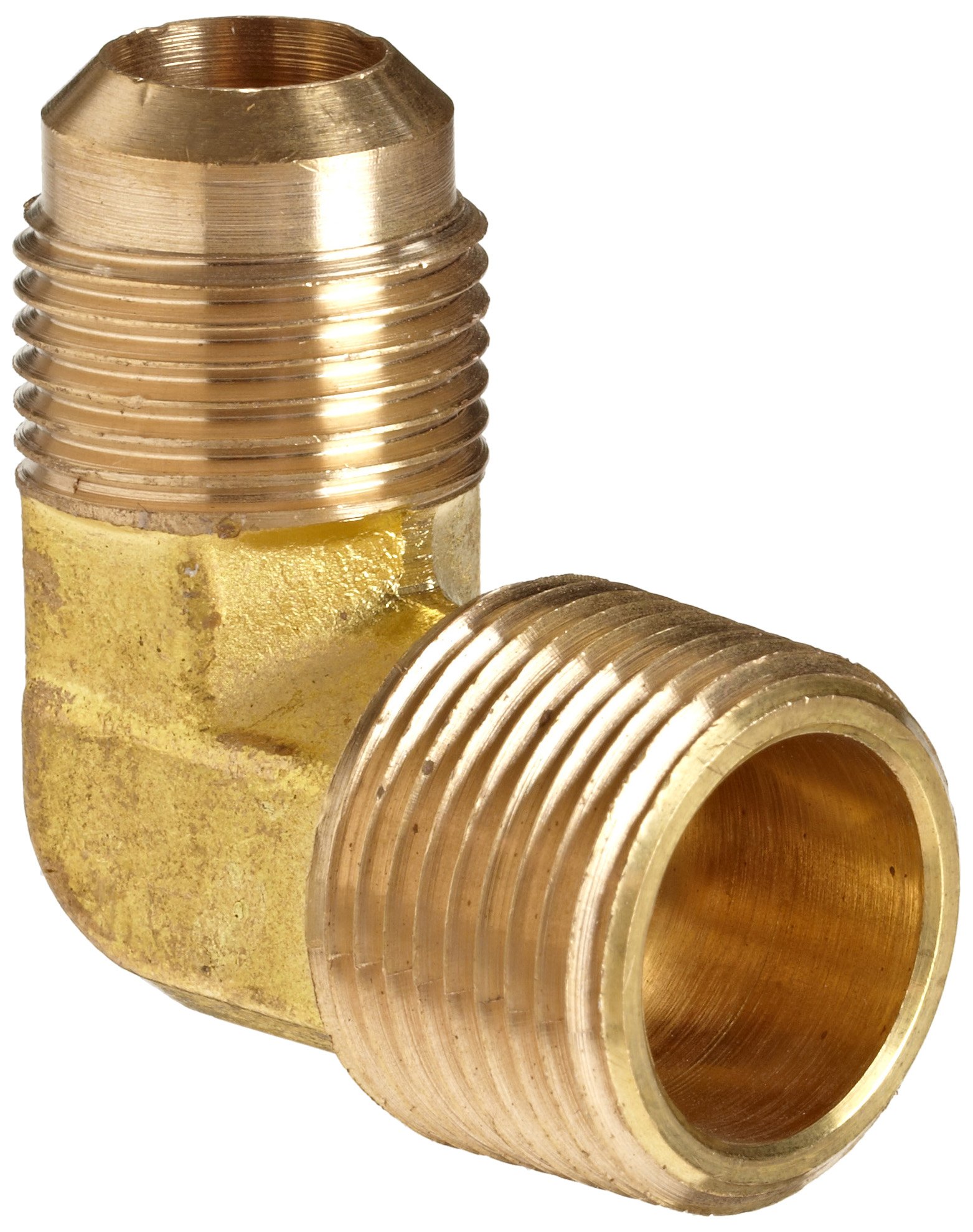 Anderson Metals - 54049-0608 Brass Tube Fitting, 90 Degree Elbow, 3/8" Flare x 1/2" Male Pipe