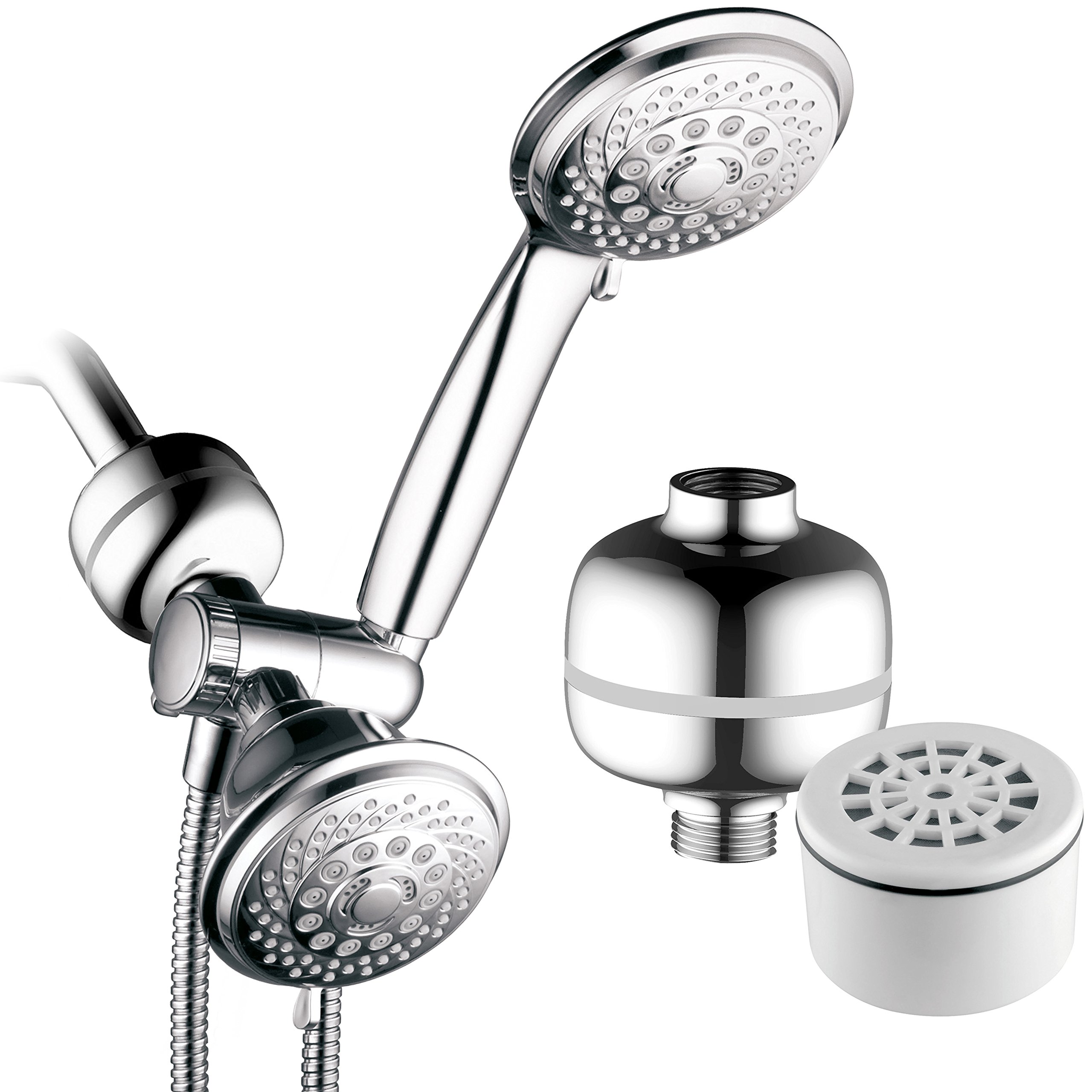 HOTEL SPA - Shower Heads with Handheld Spray - High Pressure with Shower Filter - 4 Inch Showerhead, 4 Inch Handheld Shower Head - 3-in-1, 30 Setting Shower Heads, Showerspa (Chrome)