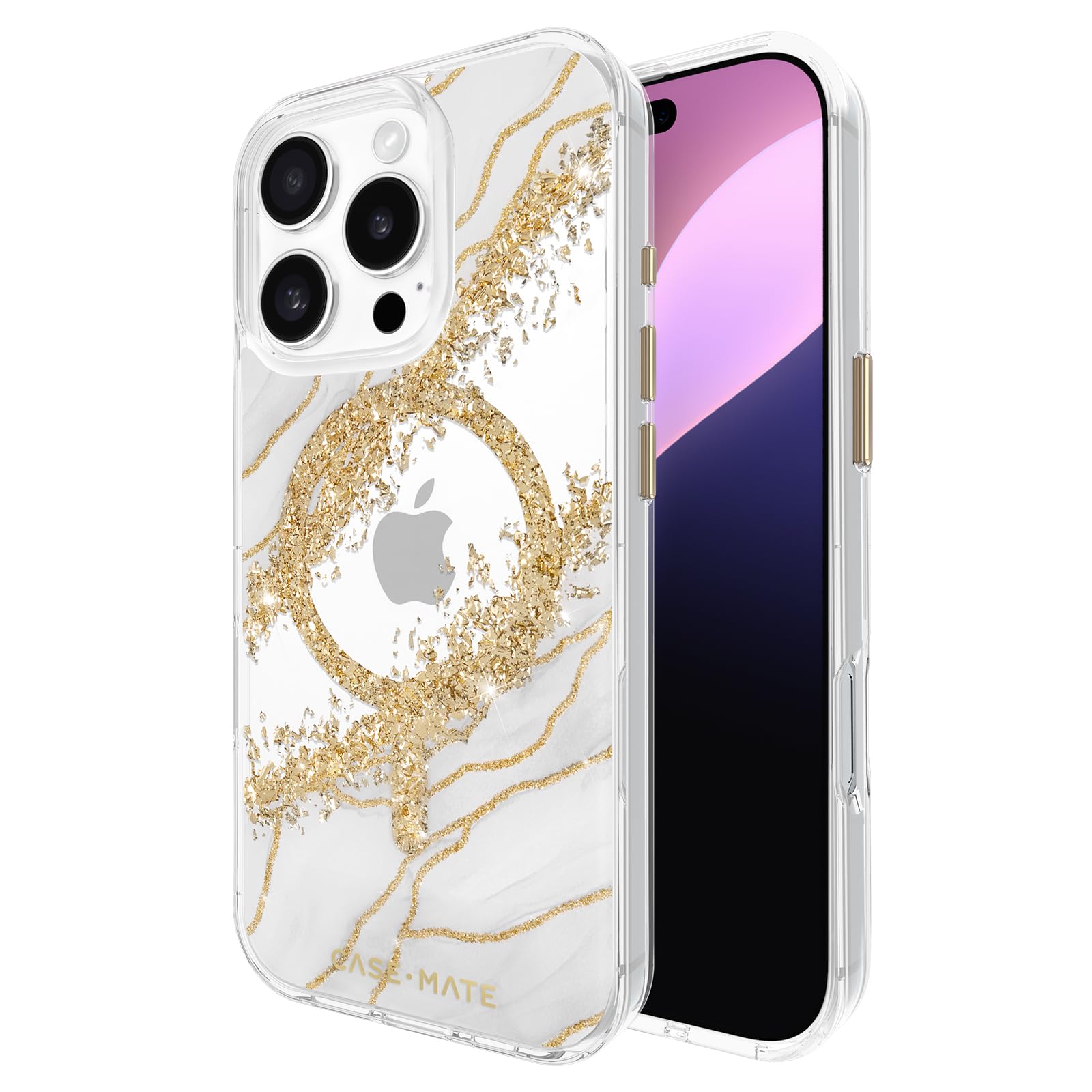 Case-Mate iPhone 16 Pro Case [Compatible with MagSafe] - Stylish Marble Phone Case with 12ft Drop Protection - Premium Magnetic Cover for iPhone 16 Pro - Karat Granite