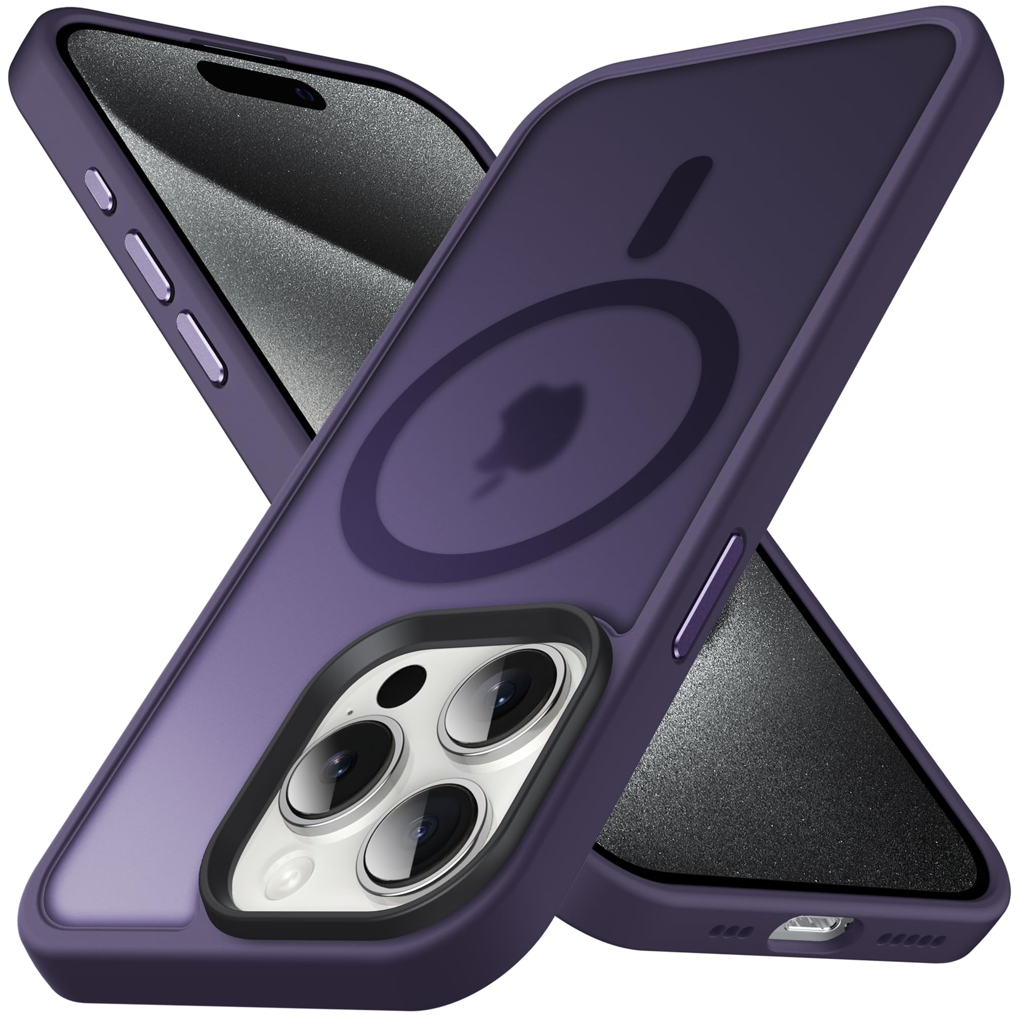 Anqrp Designed for iPhone 15 Pro Max Magnetic Case, [Support Magsafe] [Military Grade Protection] Super Soft Silicone Slim Phone Case Cover Compatible with iPhone 15 Pro Max 6.7", Dark Purple