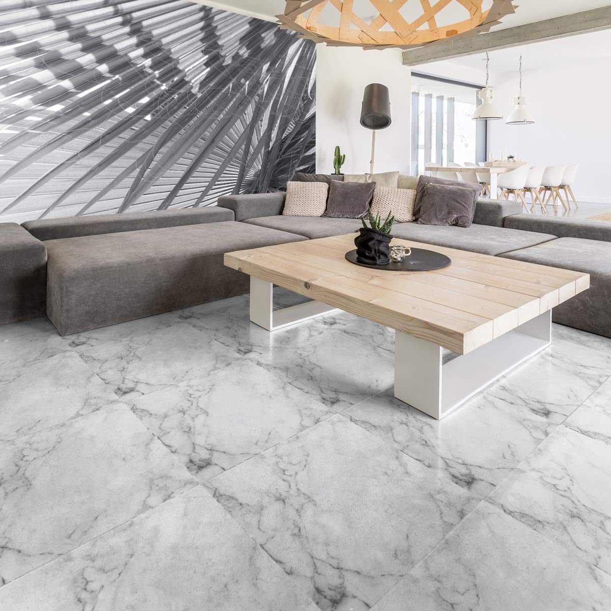 Non Slip White Marble Cement Tile Floor Sticker with Plastic Protection Laminate Waterproof Tile Stickers 30 x 30 cm Quantity: 1