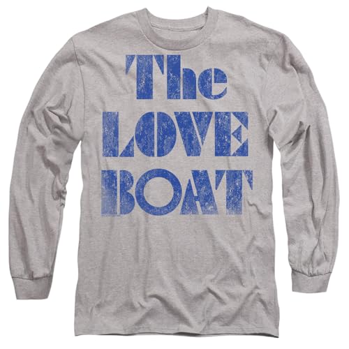 Love Boat Distressed Mens Long Sleeve T Shirt, Athletic Heather, Small